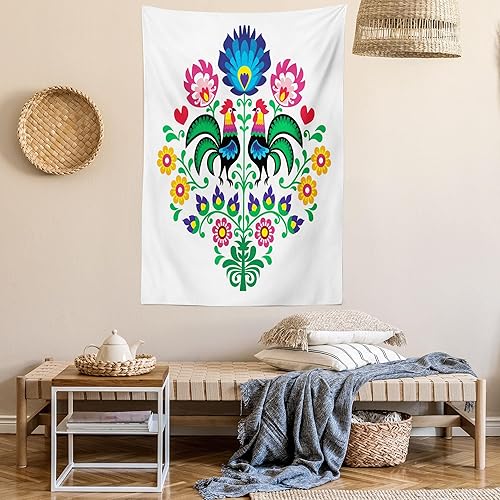 Miniatura 6 de Lunarable Tapiz Gallus, patrón pulido con gallos para jardín, feliz moda, celebración, primavera, eslava, Polonia, decoración para colgar en la