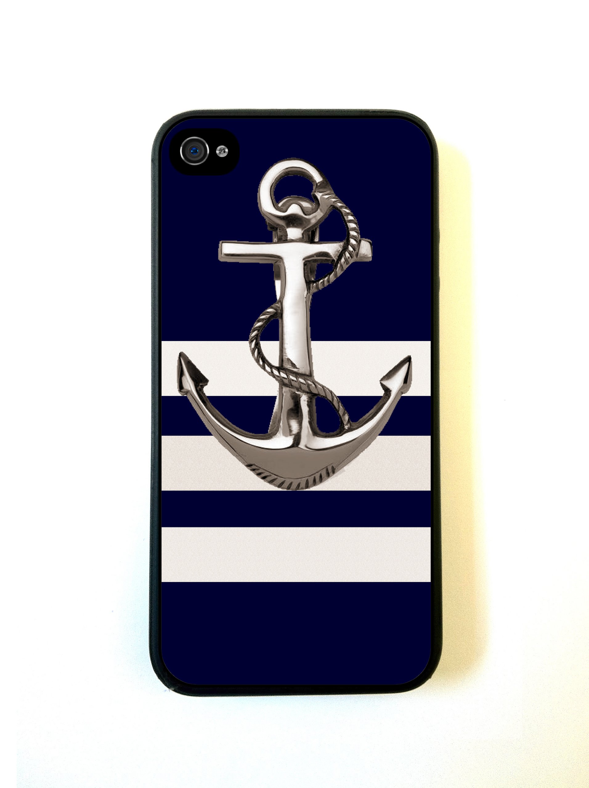 iPhone 5 Case ThinShell Case Protective iPhone 5 Case Navy Stripe Anchor
