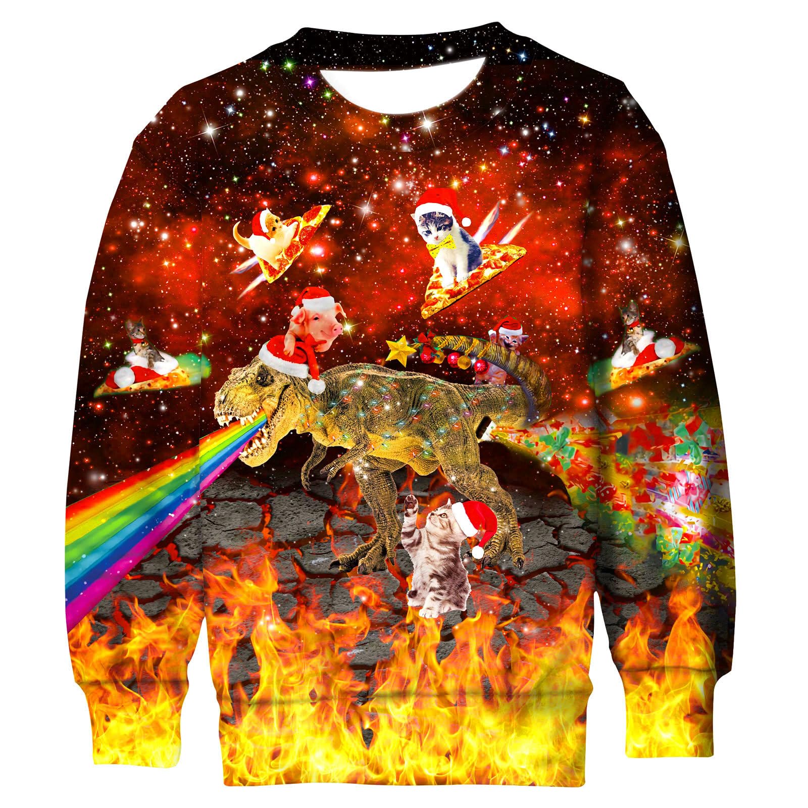 Kids4ever Maglione natalizio in pile con stampa 3D divertente a maniche lunghe per ragazzi