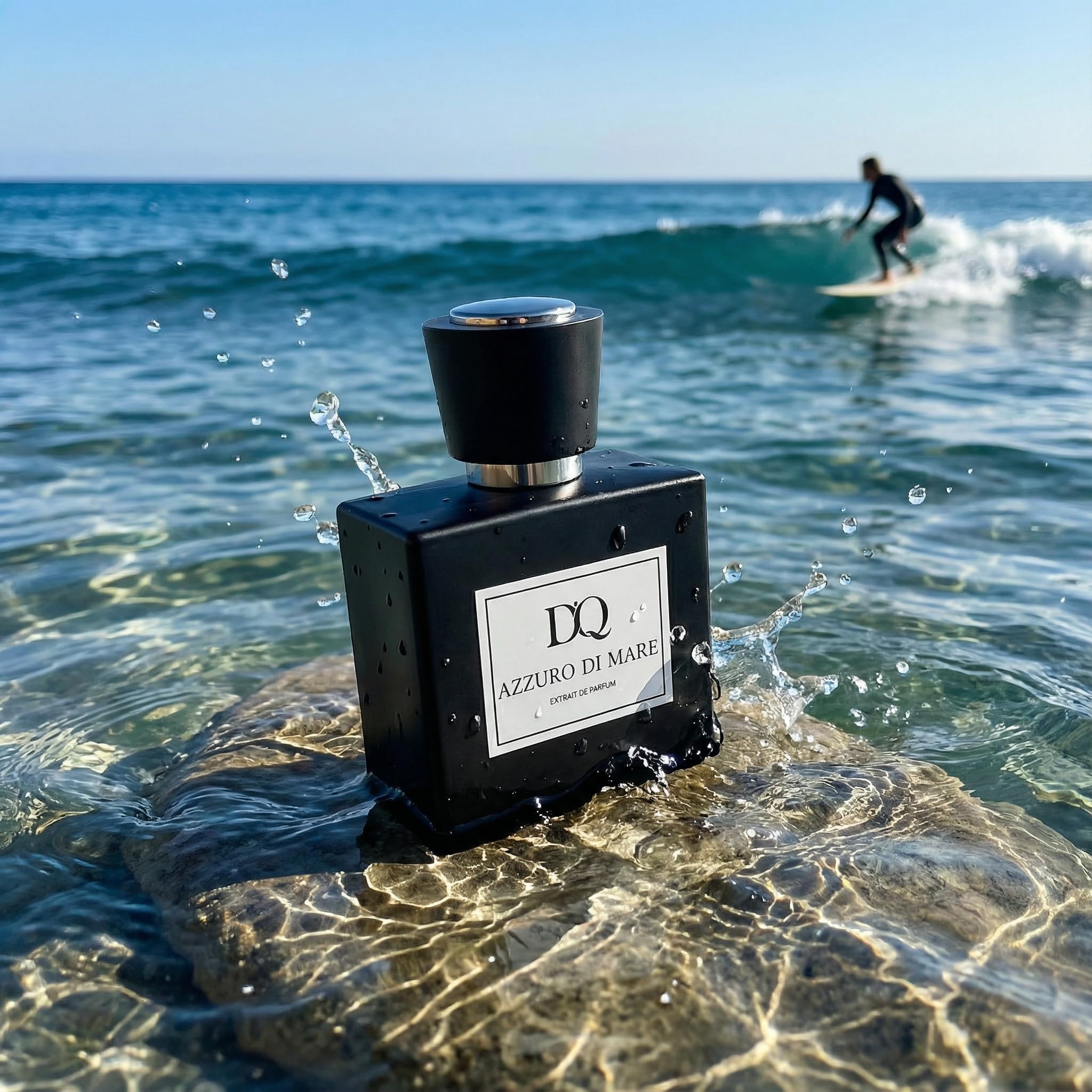D'QAR Azzuro Di Mare- Extrait de Parfum 50 ml – Frischer aquatischer Herrenduft mit Bergamotte, Zitrone, Meeresbrise & Ambroxan – Maritimer Sommerduft für Männer