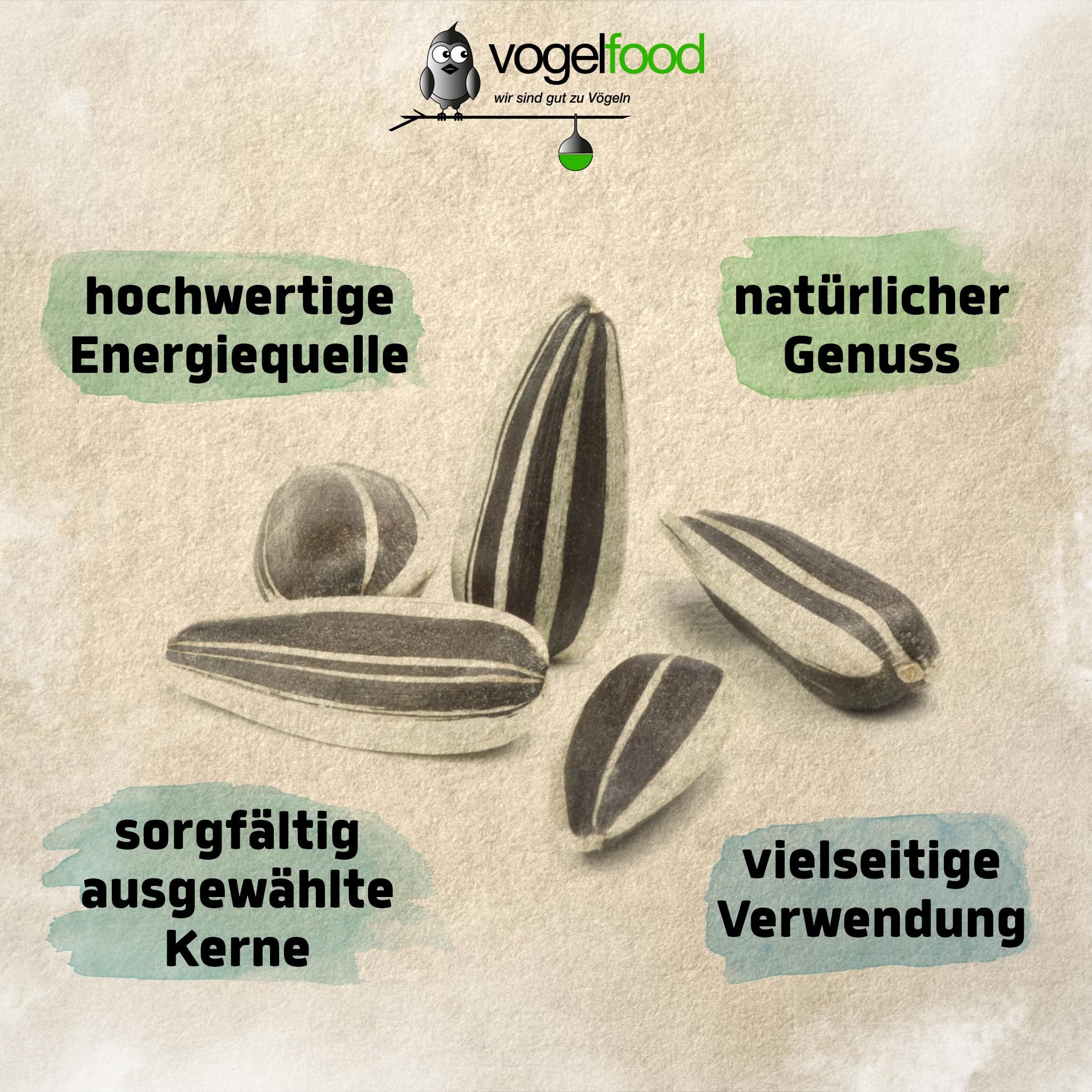 Vogelfood gestreifte Sonnenblumenkerne Marke Vogelfood 25 kg