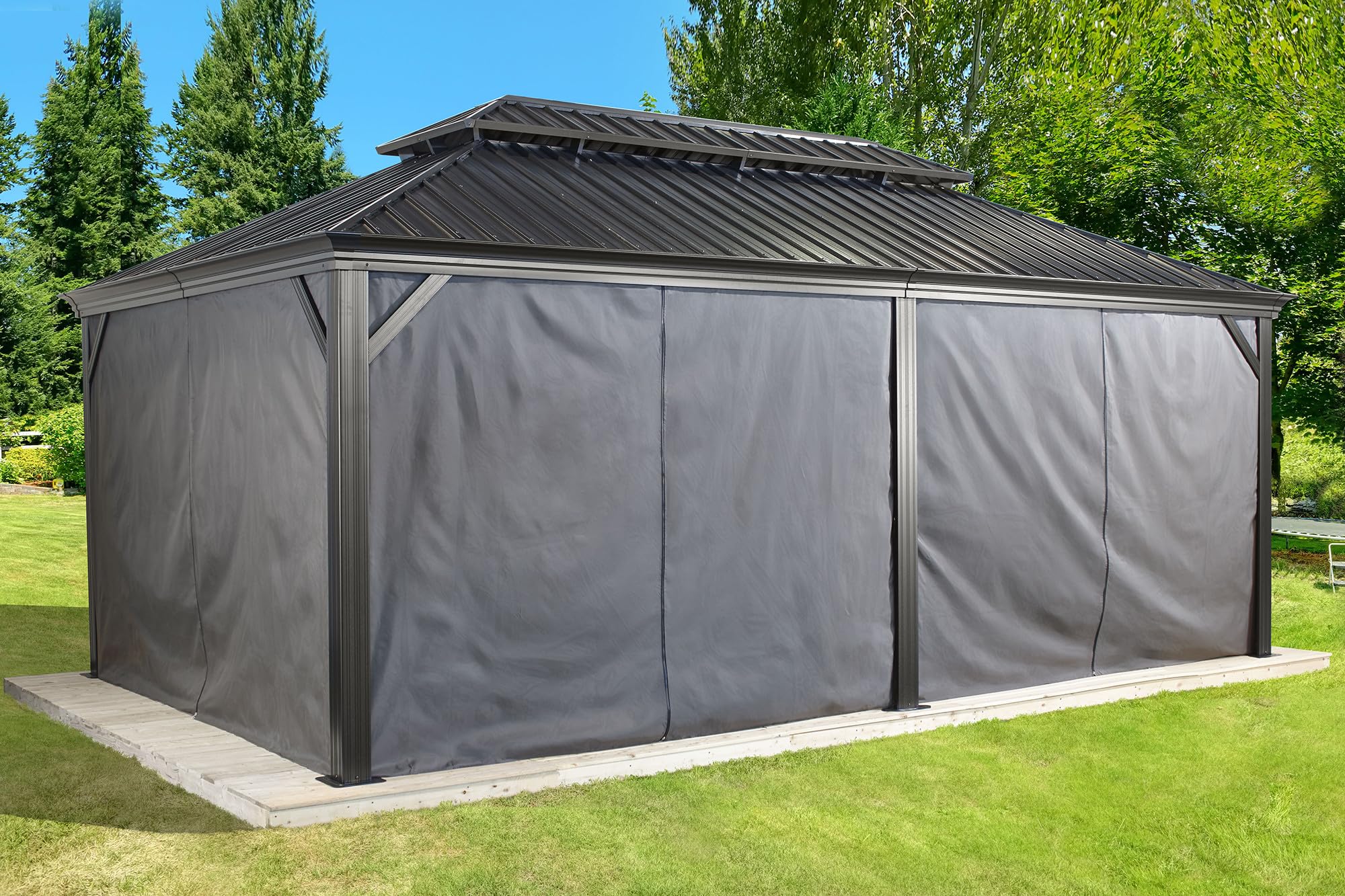 Sojag Grey Curtains for Monaco/Messina Gazebos, 12 x 20 ft