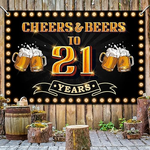 Miniatura 4 de Cartel de "Cheers and Beers to 21 Years", fondo de feliz cumpleaños 21 para hombres y mujeres, fotografía, cumpleaños, aniversario, fiesta