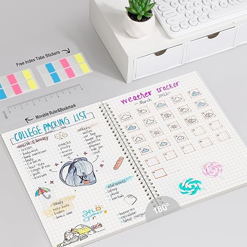 Vista 30 de AHGXG Diario de puntos y viñetas – Cuaderno de espiral de cuadrícula de puntos de 8.5 x 11 pulgadas, cuaderno de puntos grande A4, papel grueso