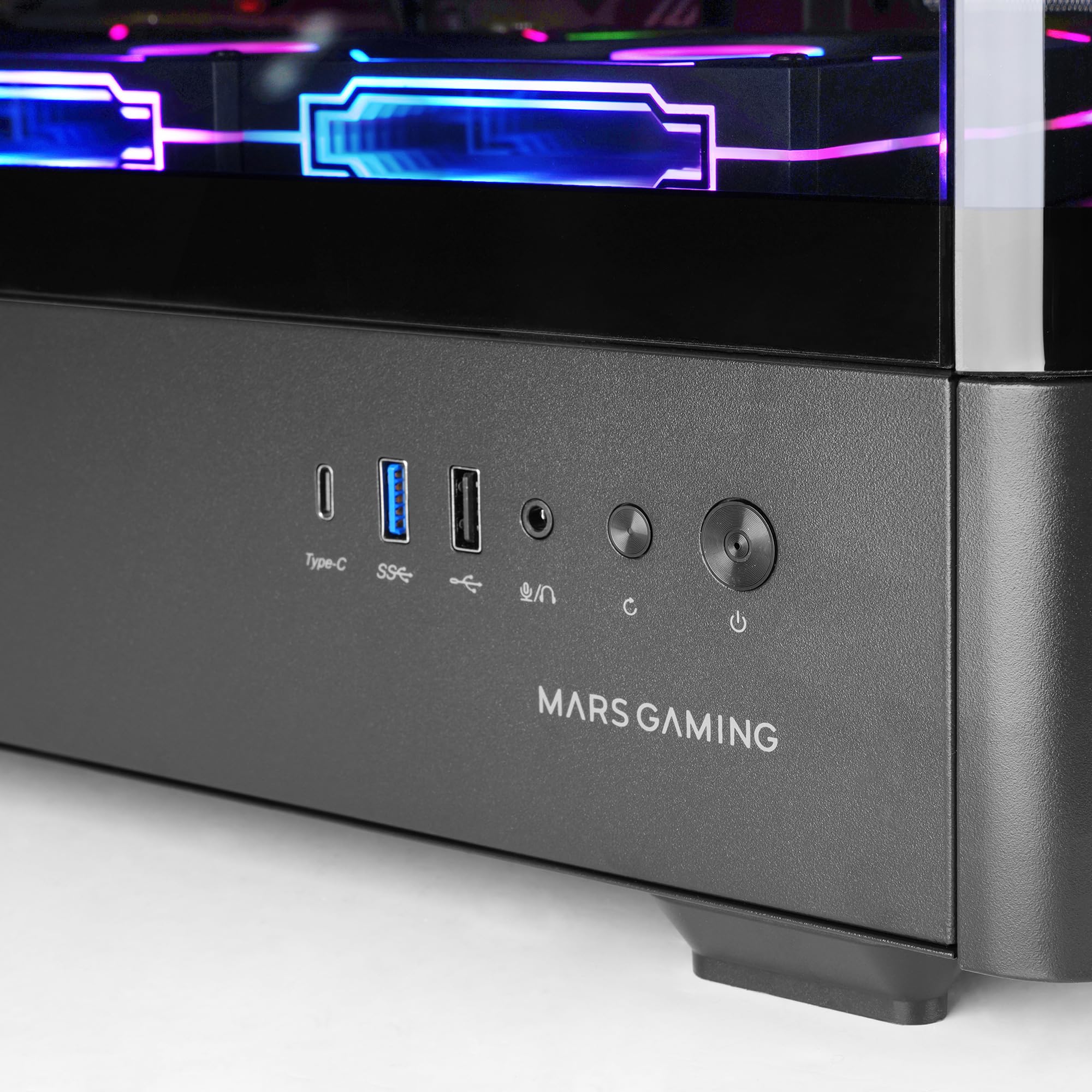 Mars Gaming MC-LCDPRO, Obudowa Gamingowa ATX, Personalizowany Ekran LCD IPS 7.2", Zakrzywione Hartowane Szkło Przód i Bok, Konstrukcja Dwukomorowa, Obsługa Chłodzenia Wodnego do 360mm, Czarny