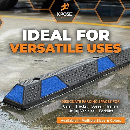 Miniatura 6 de Xpose Safety Tope de bordillo para bloque de estacionamiento, 72 pulgadas, resistente para parada de estacionamiento de vehículos, tira reflectante