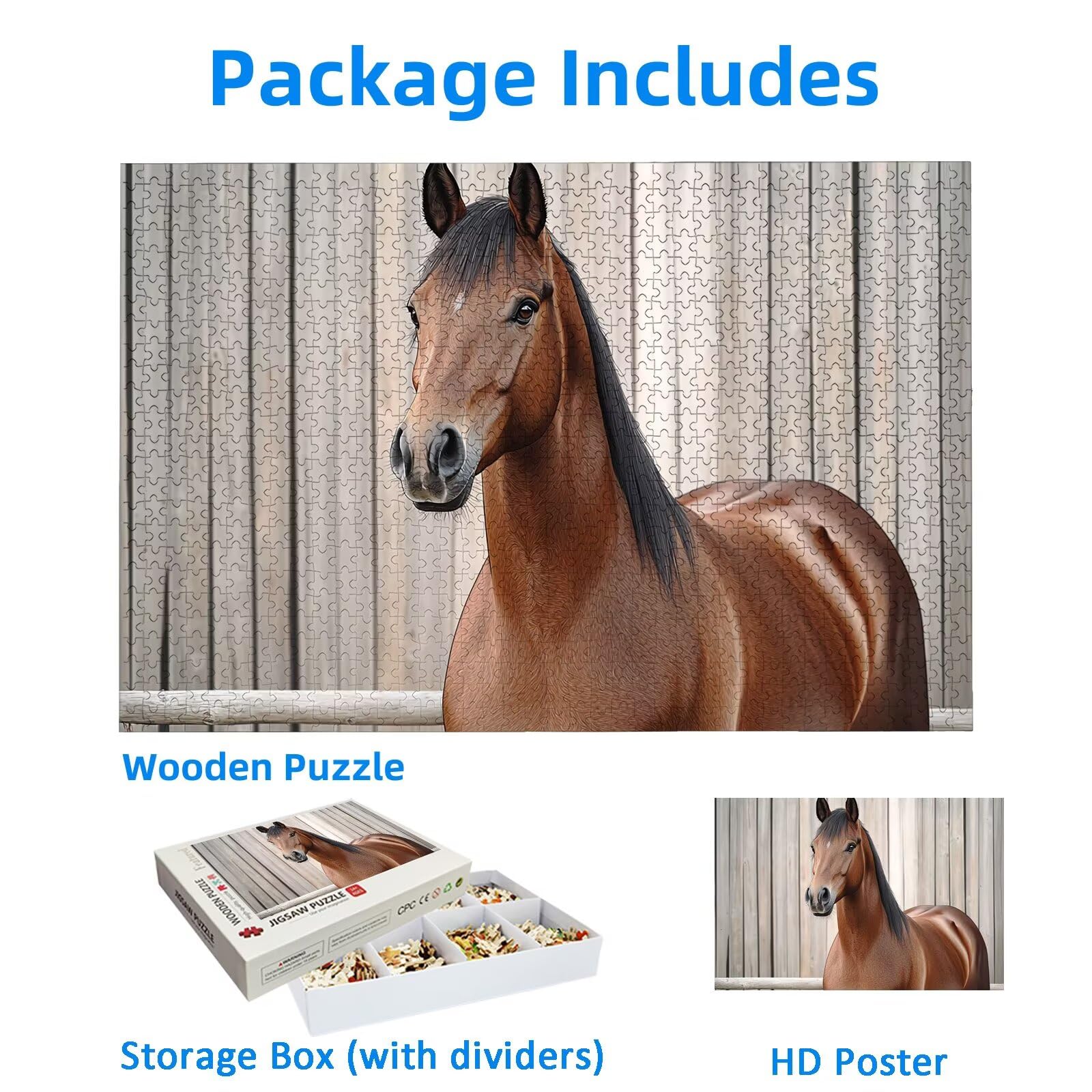 Puzzle 1500 Piezas, Puzzle Caballo con Caja para Adultos, DIY Animal Rompecabezas Madera para Adultos, 1500 Piezas Rompecabezas Desafiante, para Decoracion Hogar, Regalo Mujer, Regalo Hombres, -2828