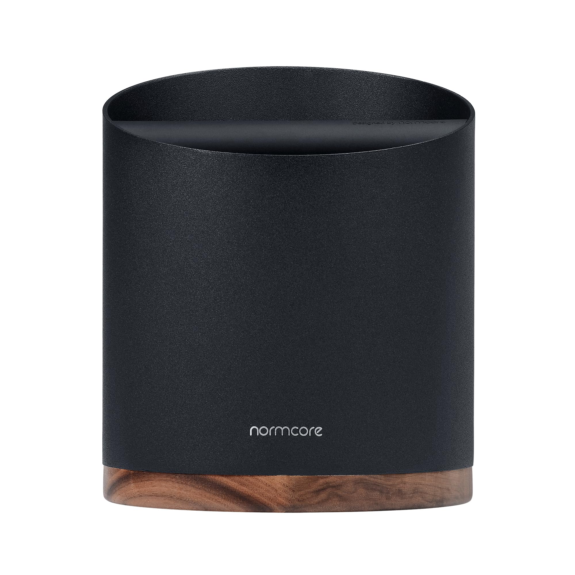 Normcore Boîte à expresso robuste pour marc de café, barre amovible et base antidérapante en noyer, absorbant les chocs, durable, en acier inoxydable, noir