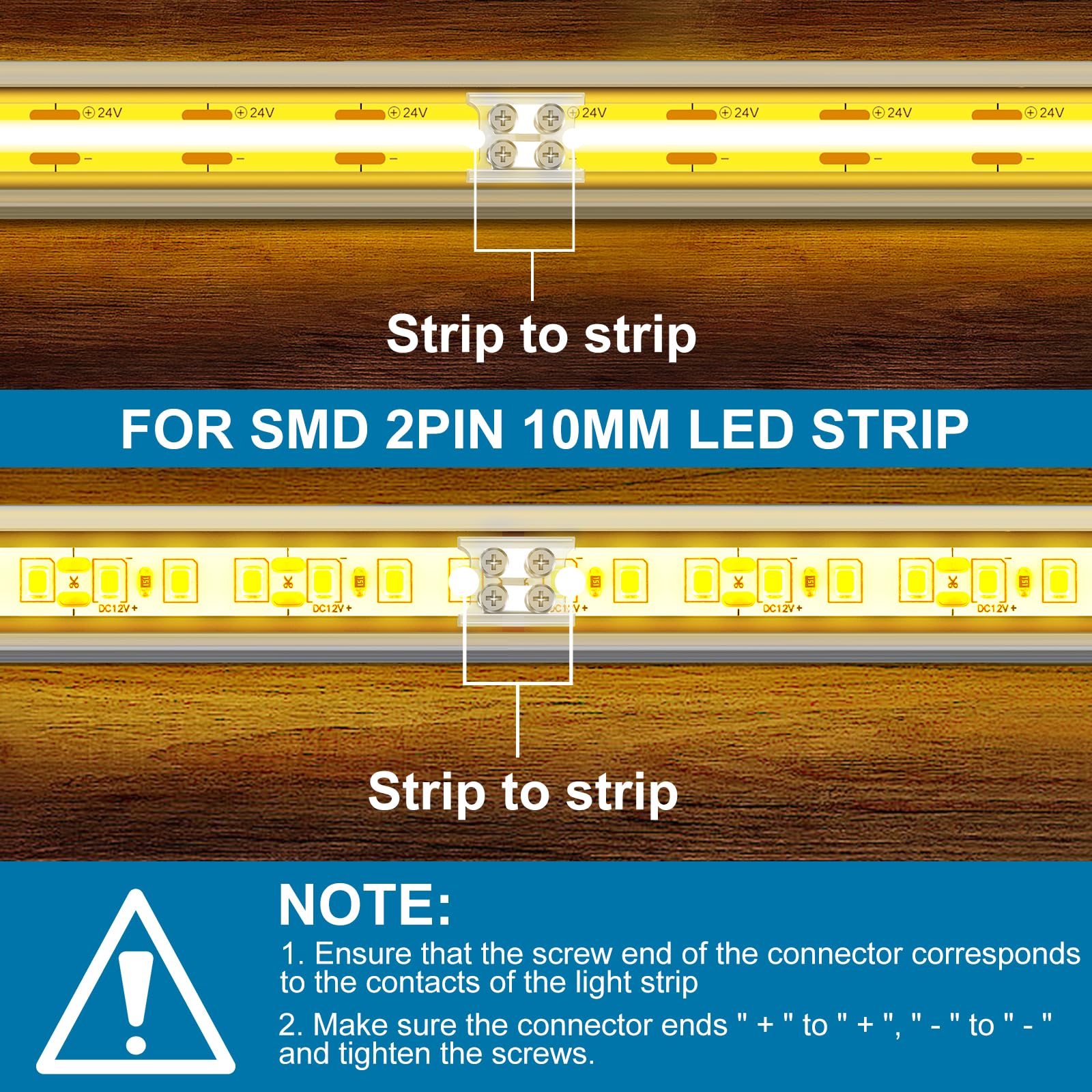 VIPMOON 12 Pack 2 Pin 10mm LED Strip Connectors - Image 2