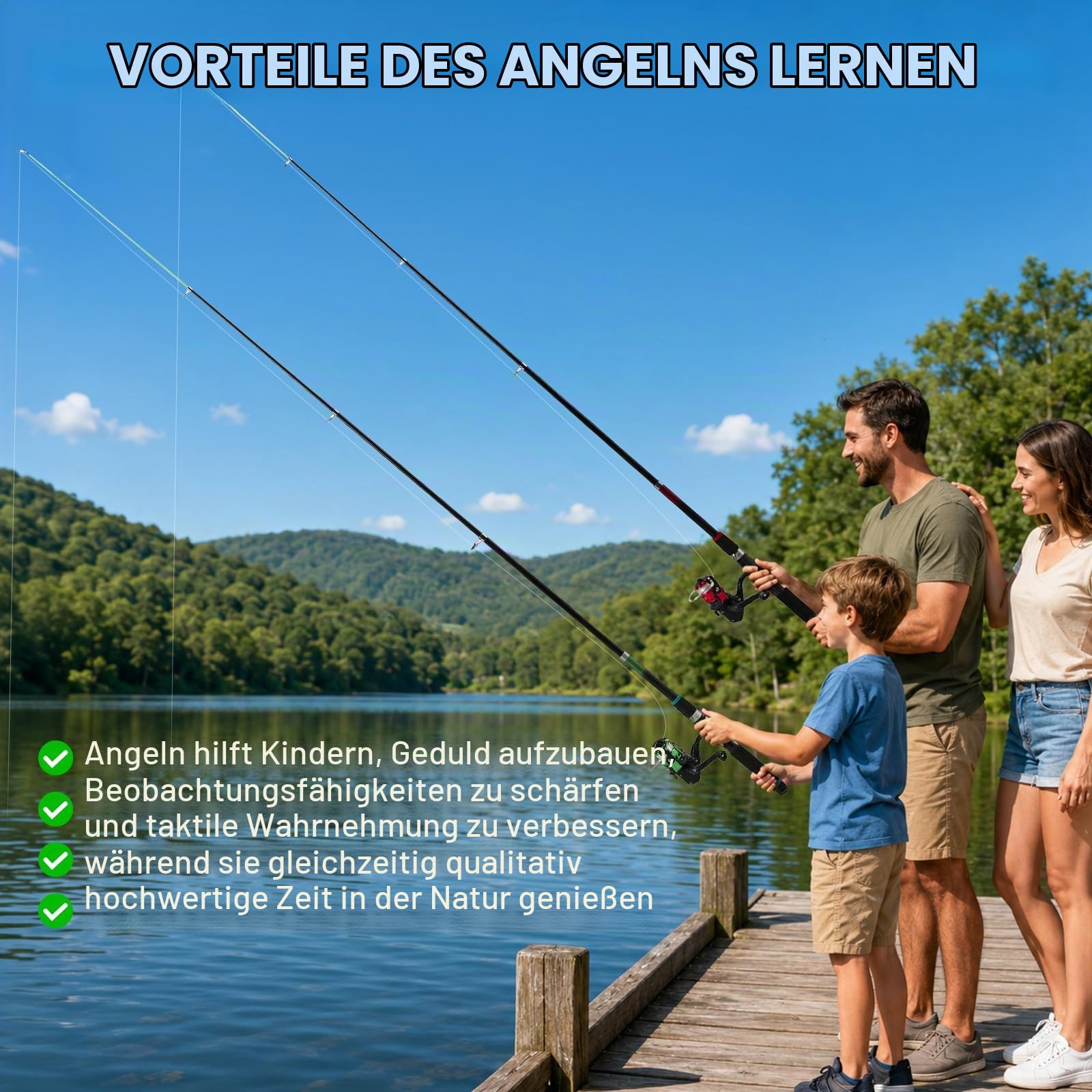 Angelset für Kinder, 3 Stück 1,8m Kinderangel Starter Set mit Kohlefaser Teleskop Angelruten, 5.2:1 Spinnrolle, Köder & Tragetasche, Angelset Komplett Anfänger für Kinders Jungen Mädchen
