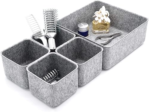 Miniatura 5 de Welaxy Organizadores de escritorio, juego de contenedores de almacenamiento, organizadores de cajones de oficina, soporte para lápices, soporte para