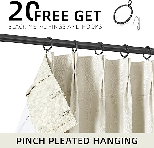 Miniatura 2 de ChrisDowa Birch - Cortinas opacas plisadas de lino de 84 pulgadas de largo, 2 paneles para sala de estar, dormitorio, habitación de granja,