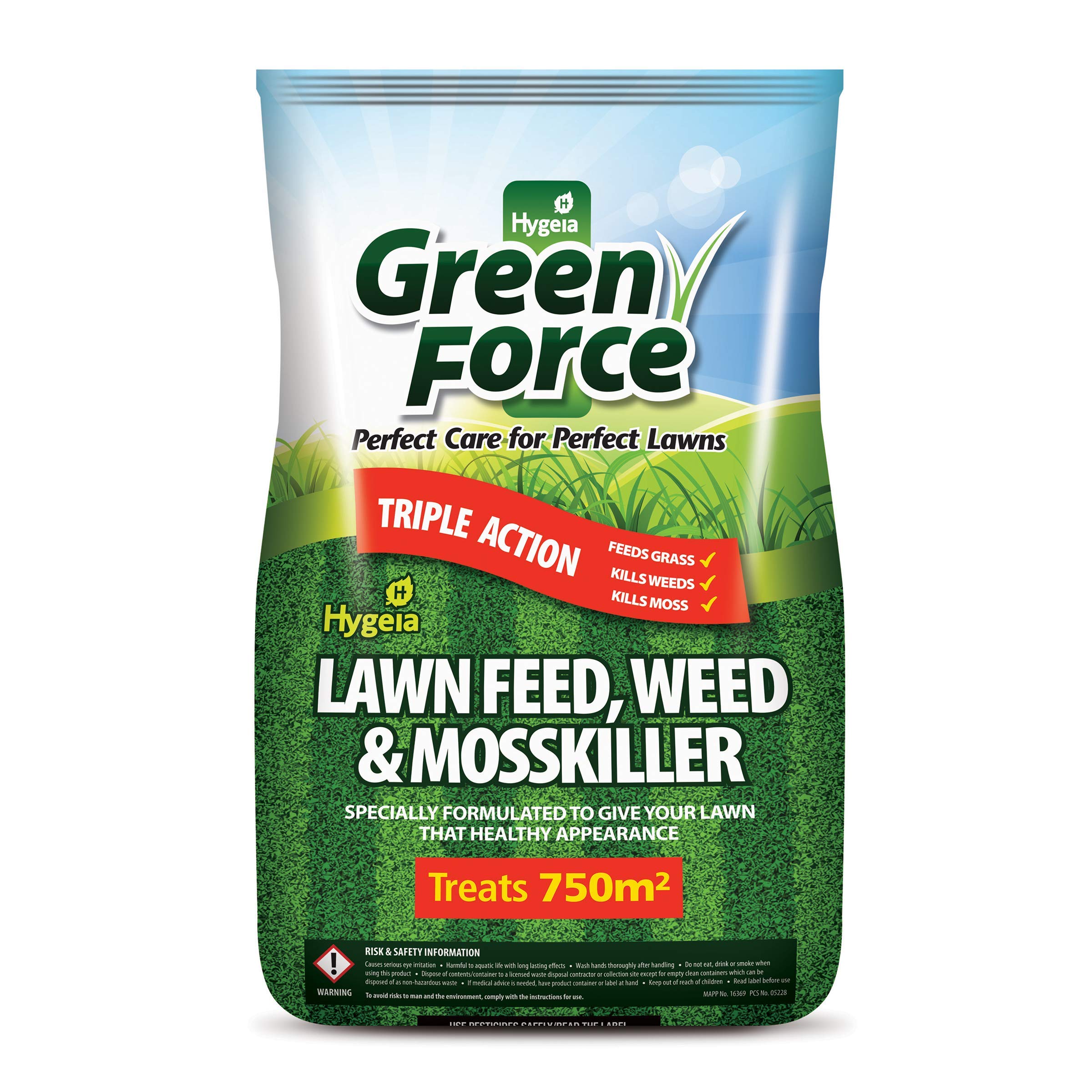 Buy GREENFORCE TURFMASTER 15 KG LAWN FEED WEED & MOSS KILLER LAWN FERTILISER COVERS 750 M2