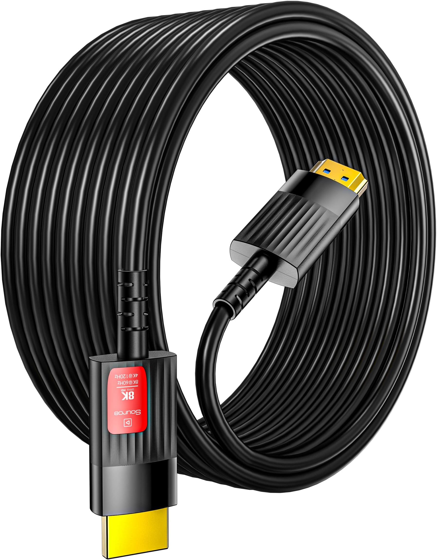 Fiber Optic HDMI Cable 40FT/12M, Long HDMI 2.1 Cable Support 48Gbps High Speed 8K@60Hz 4K@120Hz Dynamic HDR/eARC/HDCP 2.2&2.3/Dolby Atmos for Monitor,TV,Projector, Gaming Console