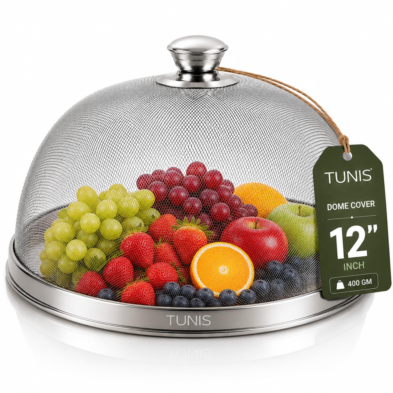 TUNIS 12 Inch Stainless Steel Dome Food Cover | Fly & Insect Protection Mesh Cover | Food Safe Mesh Tent for Fruits, Vegetables, Snacks & Dining Table | Reusable Kitchen Food Protector-image-44