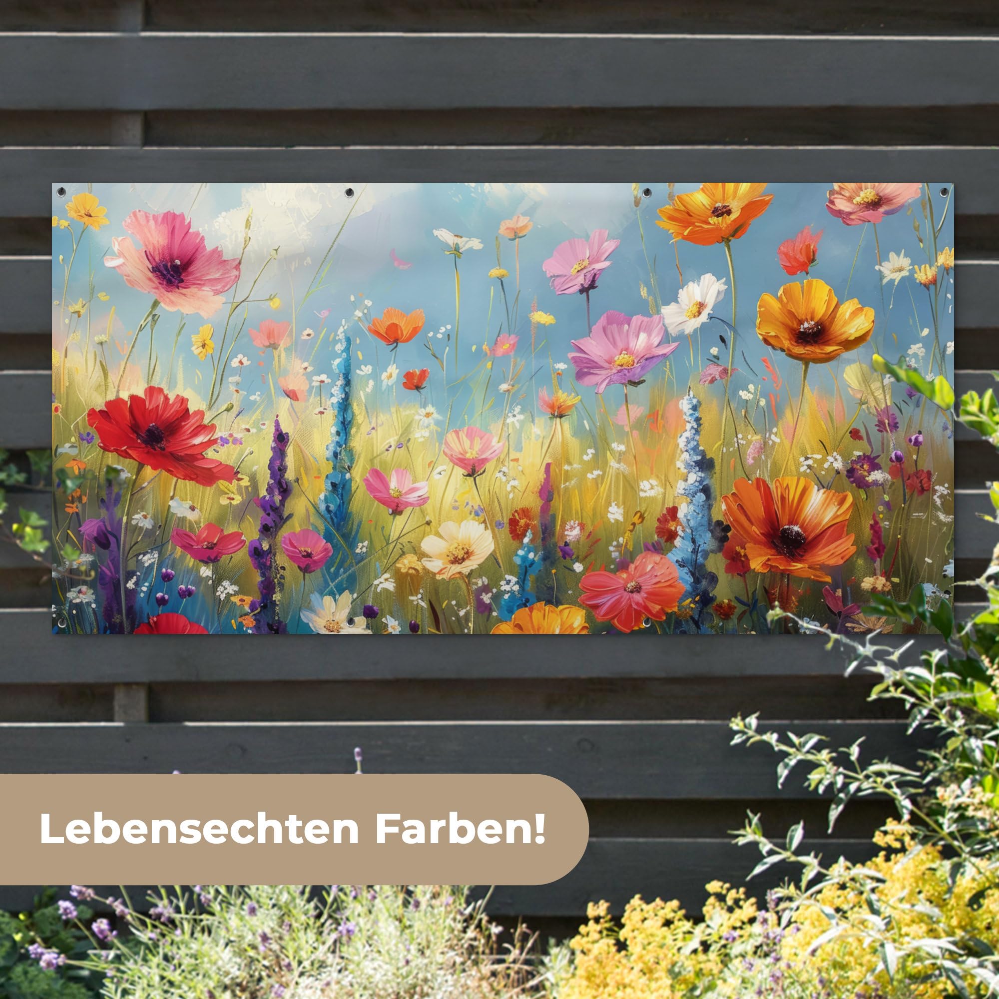 MuchoWow© Gartenposter Outdoor Bilder Gartendeko für draußen Wetterfest | 200x100 cm - Garten Deko Banner Draußen Gartendekoration Bild Blumen - Natur - Botanik - Kunst