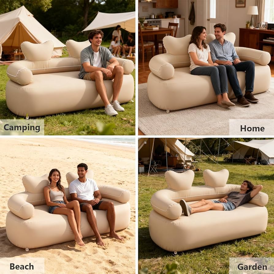 Amazon.com: rutell Inflatable Couch Outdoor Air Sofa, LED Blow Up