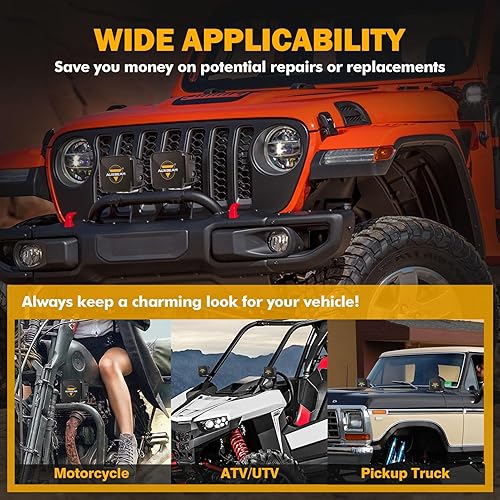 Miniatura 7 de Auxbeam DRL de 3 pulgadas, 2 modos LED con cubiertas negras, luces puntuales, barra de luz todoterreno, cubiertas protectoras, luces de cubo