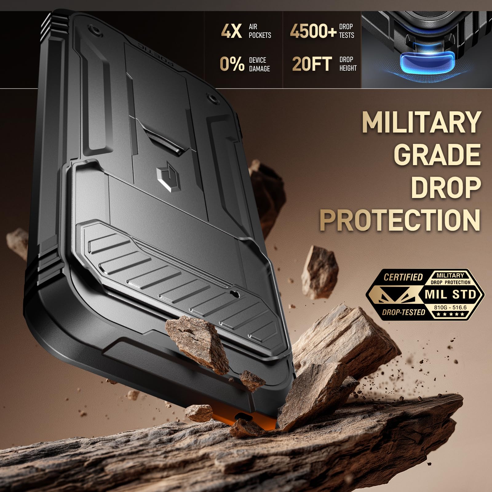 Poetic Revolution Case for Google Pixel 10 Pro XL 5G, [Slide Camera Cover], Built-in Screen Protector [Work with Fingerprint ID], [2 Front Frame] Full Body Rugged Shockproof Case with Kickstand, Black