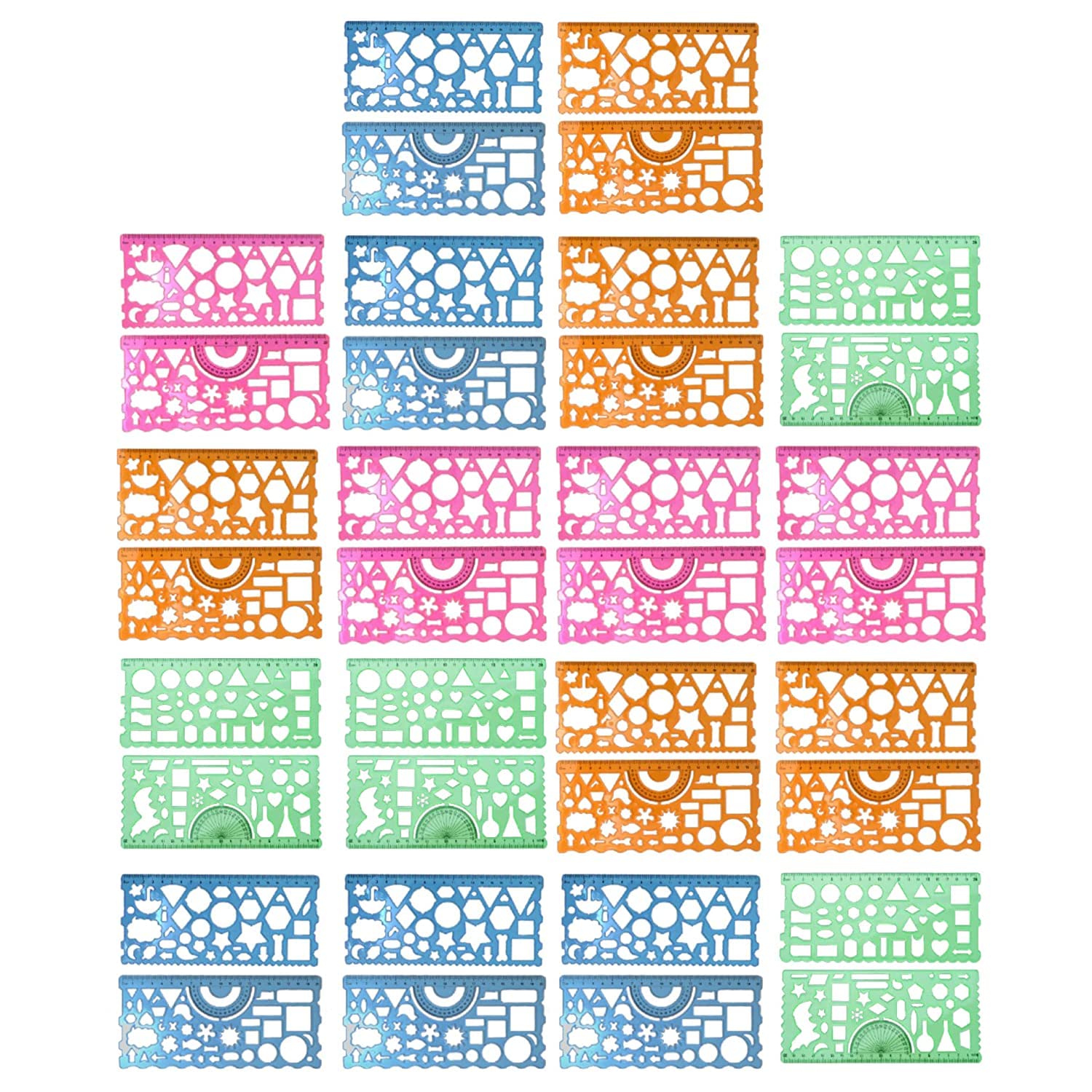 Kidivo Multicolor Geometric Multi shape Ruler/Scale Creative Art & Craft Set Birthday Return Gift Item/Stationery Supplies for Kids (Pack of 18)