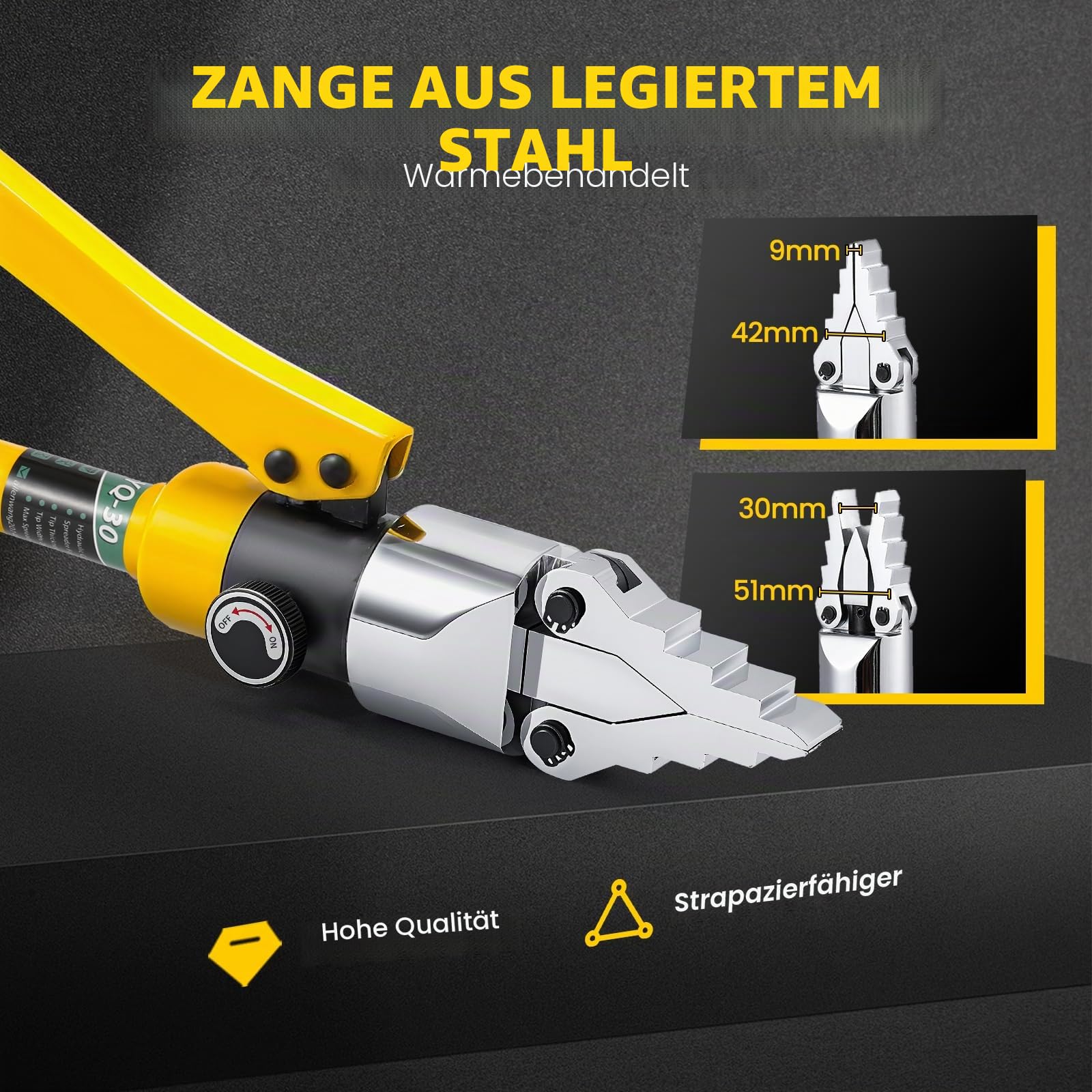 Huanyu Hydraulischer Flanschspreizer 8T Druck Manuell Tragbar Hydraulischer Flanschspreizer Expander Max Expansion 30mm Arbeitssparend für Pipeline Wartung Bau Ventil Ersatz(YQ-30)
