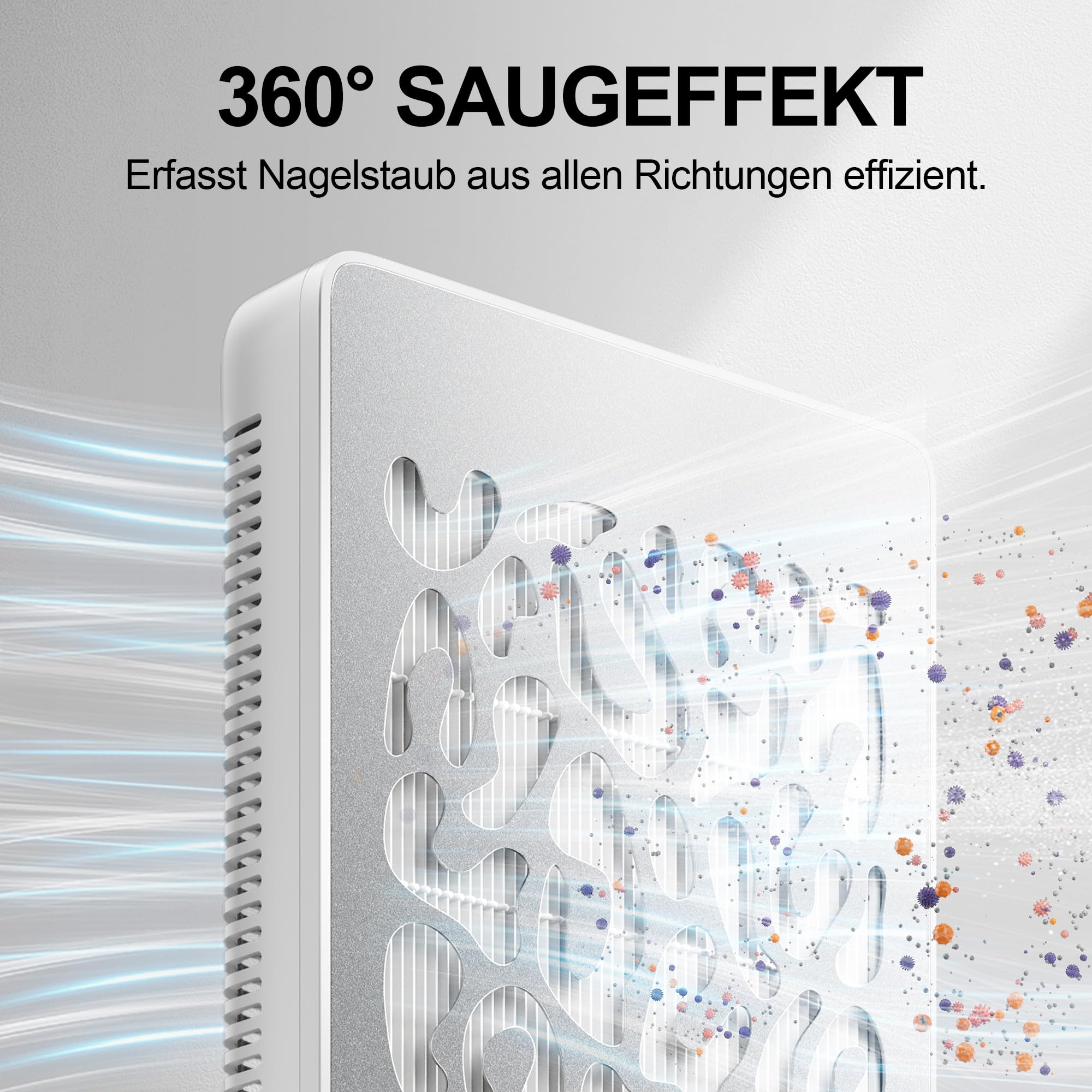 L’UGX Professionelle Staubabsaugung für Nägel, 650Pa Profi Absaugung, 4500 U/min Bürstenloser Motor, Leise, Für Maniküre & Pediküre, inkl. 30 Filterpapier - 608S