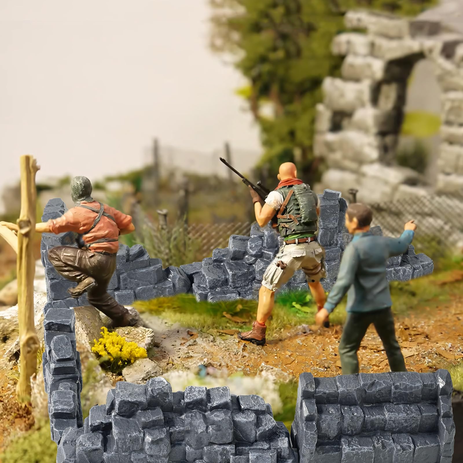 Warmtree Stone Wall Ruins for Terrain Sets, Miniature Terrain Building Tabletop Accessories, Diorama Supplies Train Landscape Railroad Scenery Military Layout Model War Gaming Terrain - Image 5