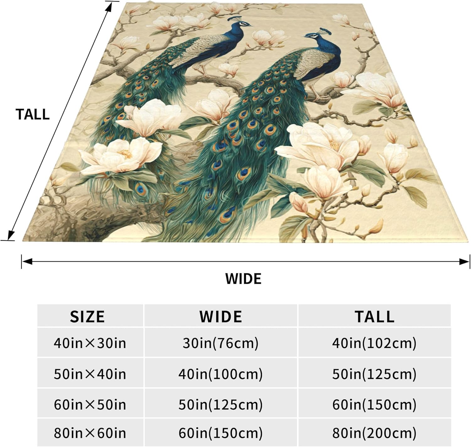 Peacock Throw Blanket Soft Warm Cozy Animal Peacocks Blankets Fuzzy Plush Fleece Peacock Blanket Gifts for Couch Bed Sofa Home Decor 40''X50'' - Image 6