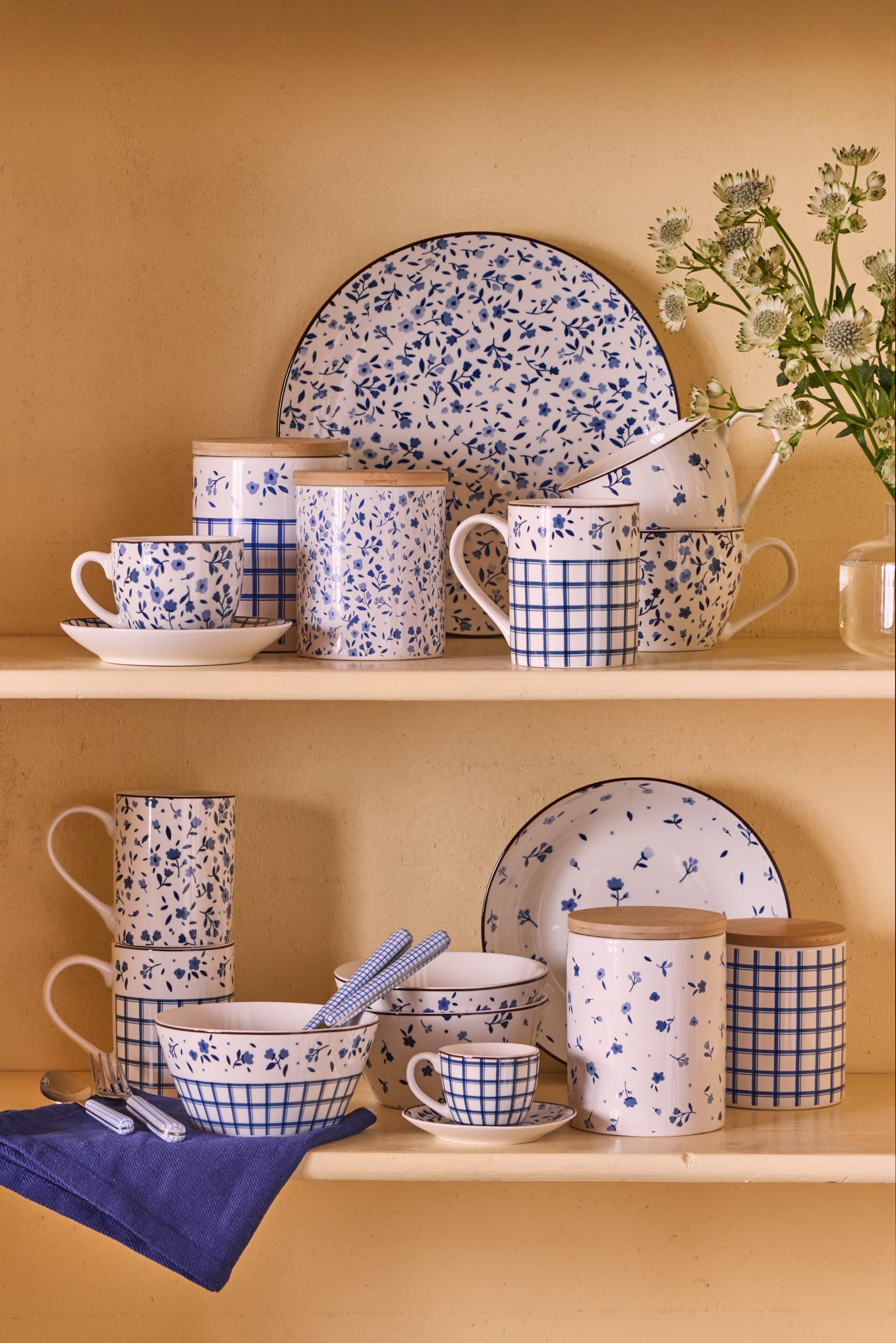 Tognana Cottage, servizio piatti 18 pezzi per 6 persone, Porcellana, Blu
