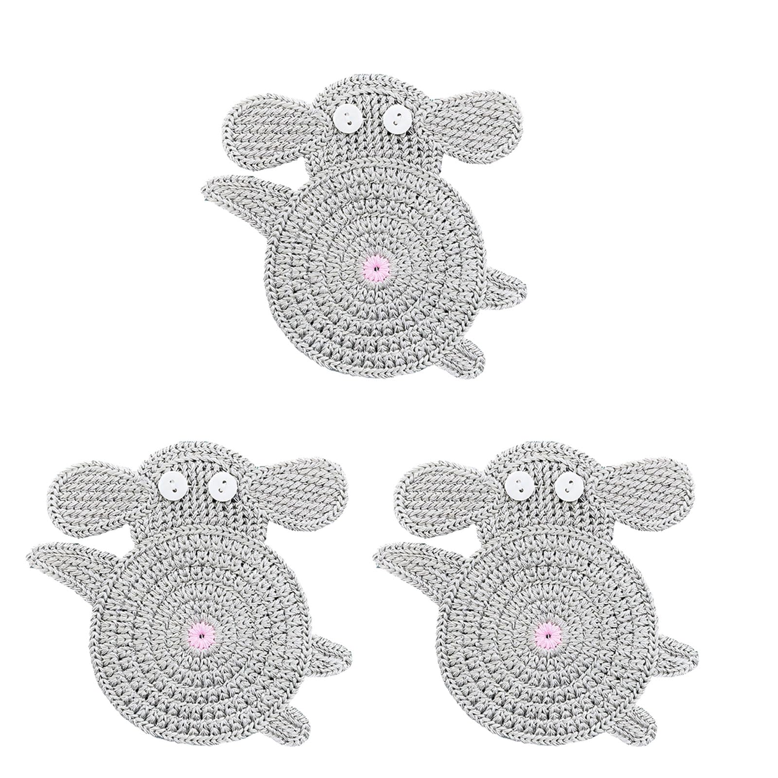 3Pcs Knitted Kitchen Coasters Showcasing Distinctive Pet Designs Excellent for Decorations Pet Themed Coasters
