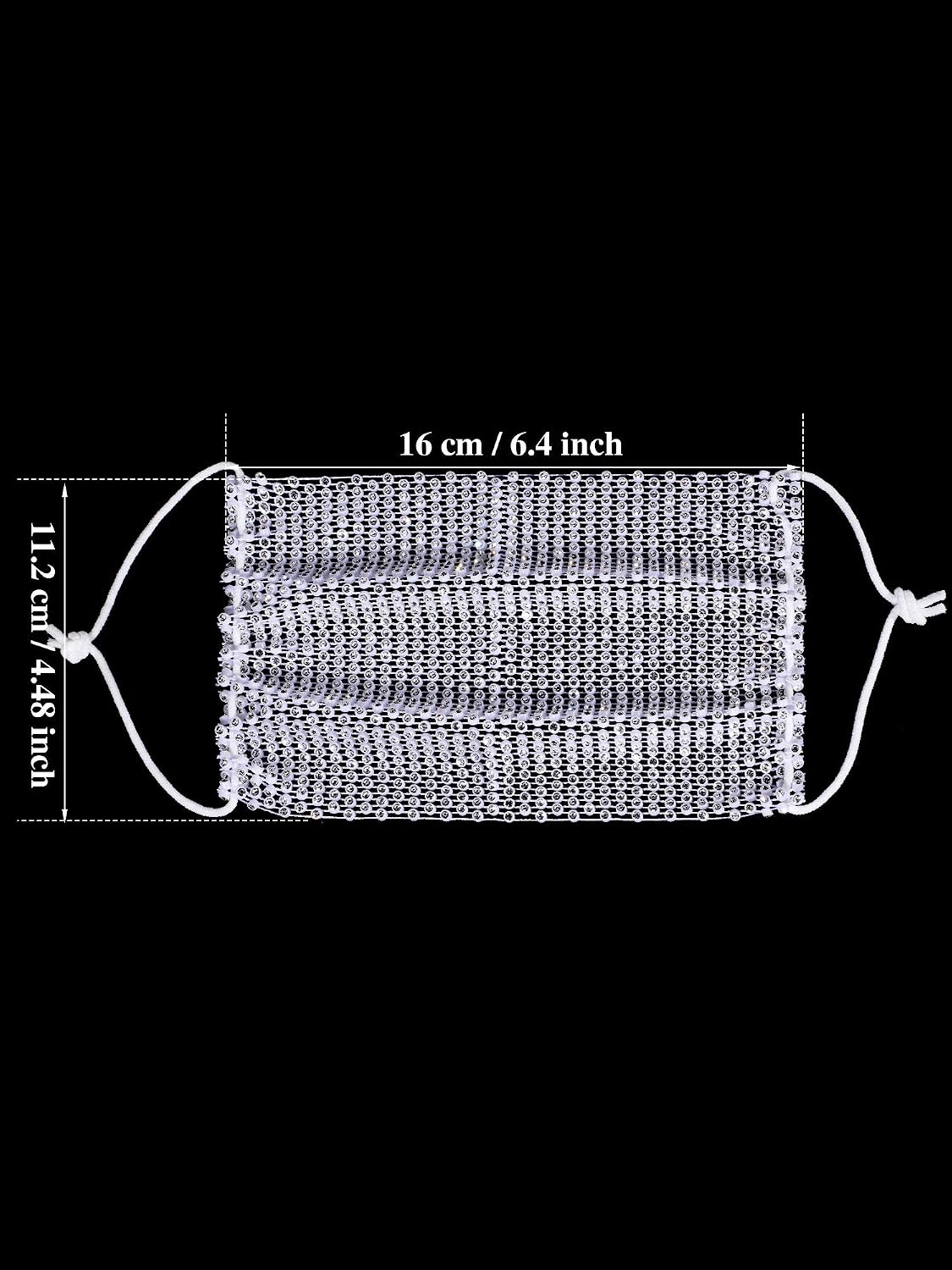 Nuanchu 4 Pieces Rhinestone Mesh Face Covers Crystal Glittery Mesh Masquerade face Cover for women
