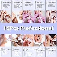 Vista 5 de Kit profesional de manicura y pedicura con molinillo de uñas eléctrico, taladro de uñas inalámbrico de 10 velocidades con luz LED, lima de uñas