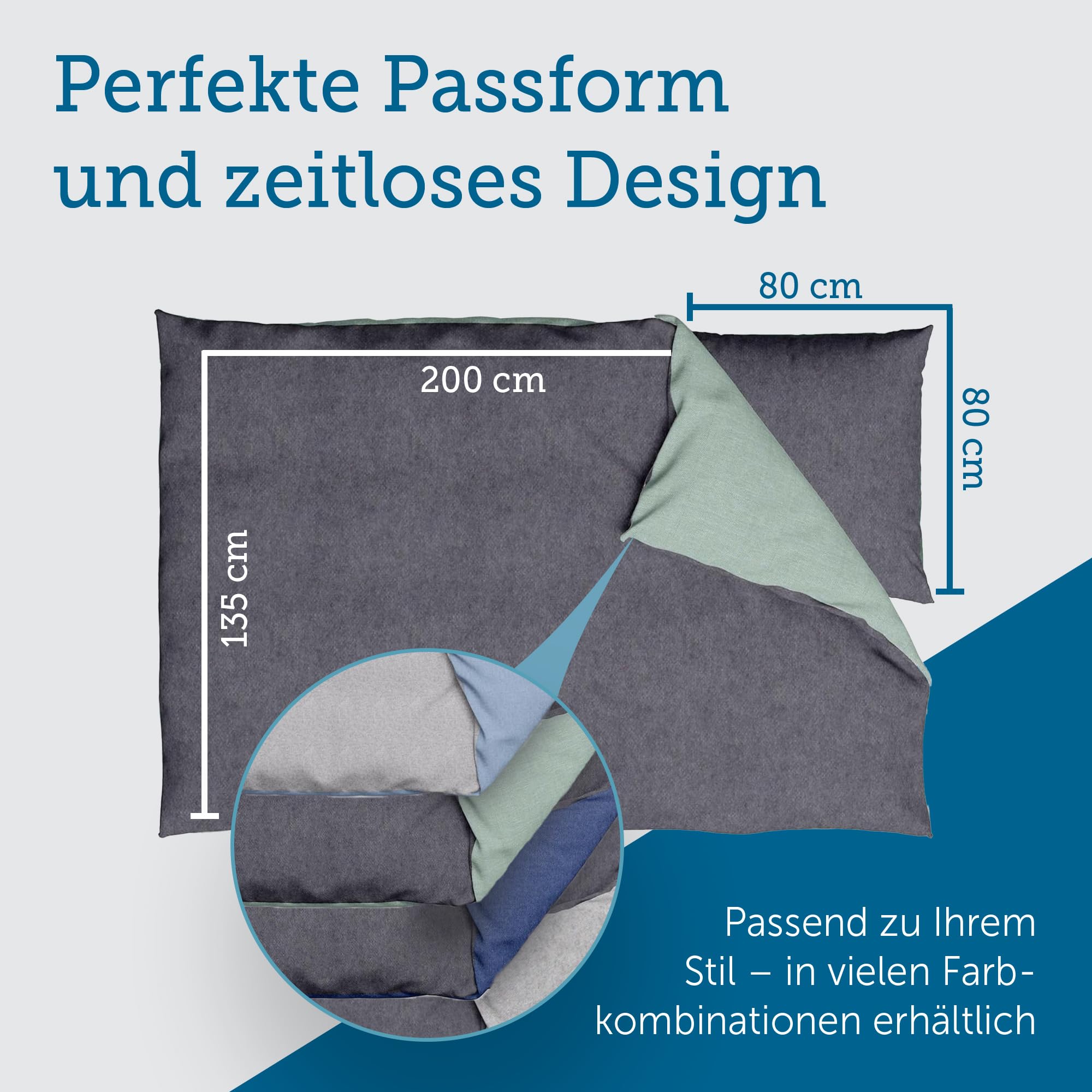 SETEX Wendebettwäsche 135x200 cm - 2-teiliges Bettwäsche-Set in ansprechendem Salbei-Dunkelgrau-Design, Inklusive Bettdeckenbezug und Kissenbezug (80x80 cm), Aus 90% Baumwolle/10% Polyester