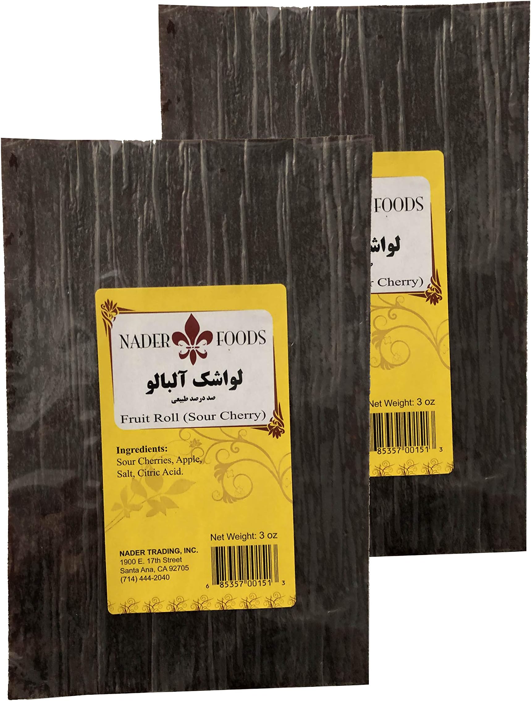 Nader Fruit Roll, 3 oz ( 100% Natural) (Sour Cherry)