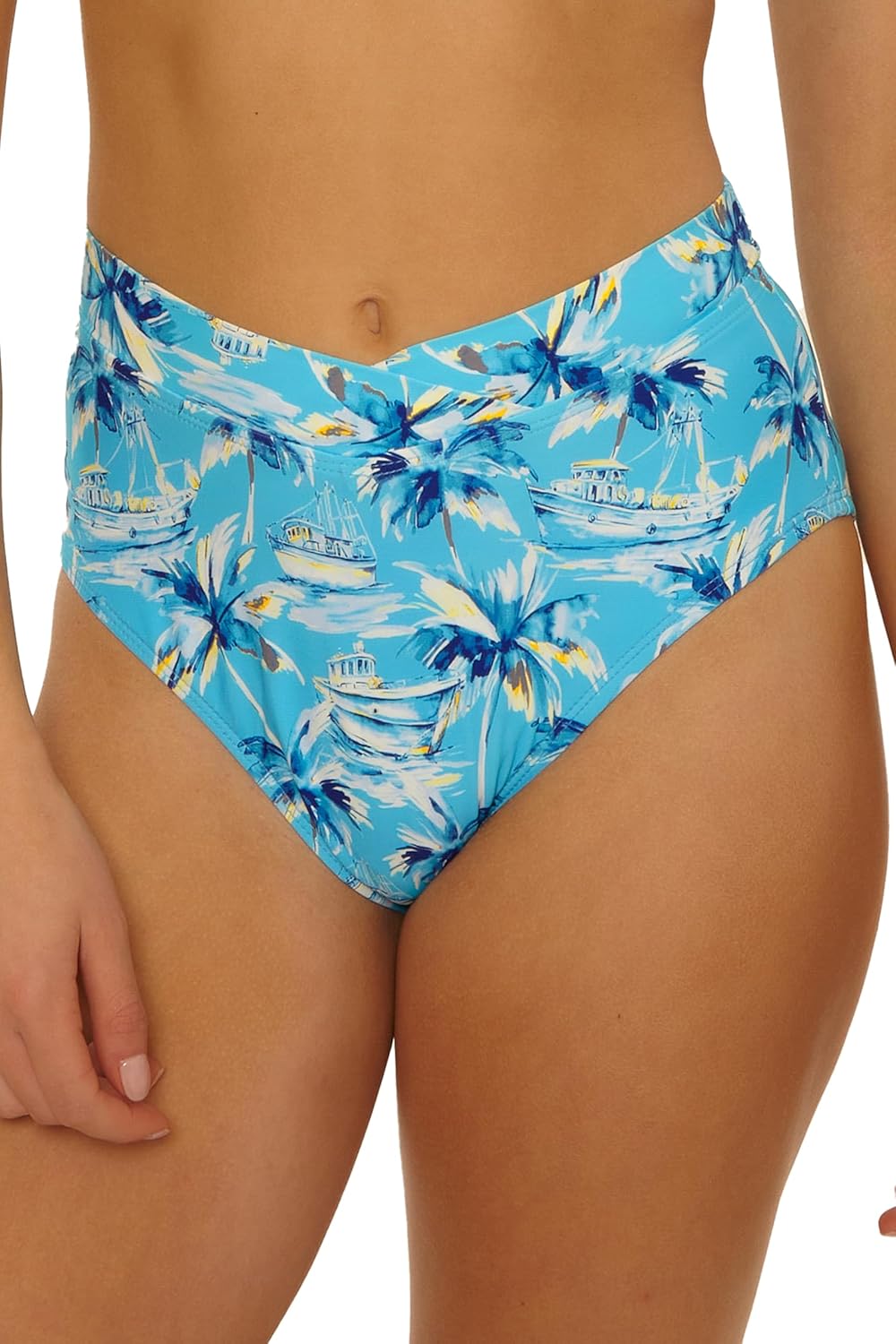 Salt Life Women's Tropic Palm High Waisted Bikini Bottom, Cheeky Coverage, Swimwear Separates