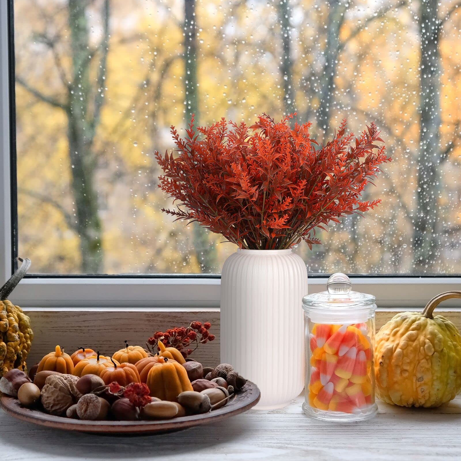 12 fasci di fiori artificiali autunnali all'aperto, mamme finte per