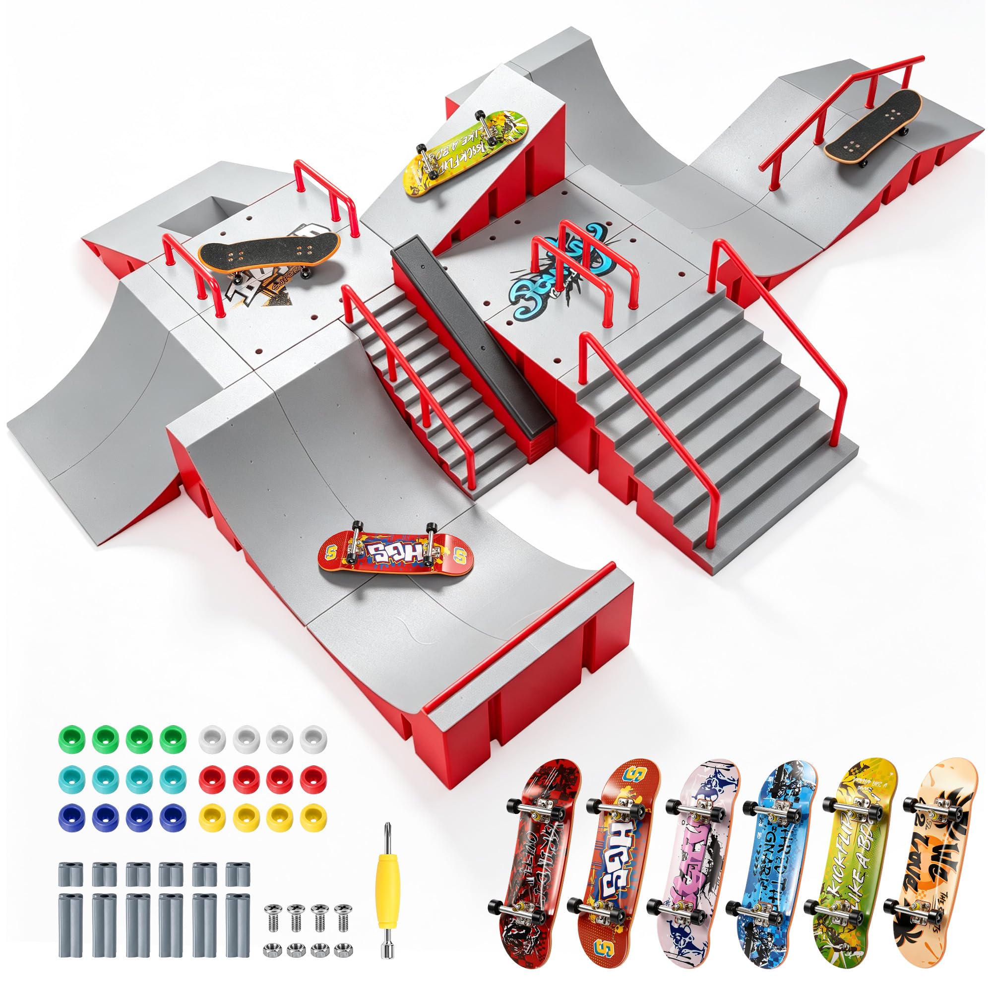 Tlater Finger Skate Park for Kids - DIY Mini Finger Skateboard Ramp Set