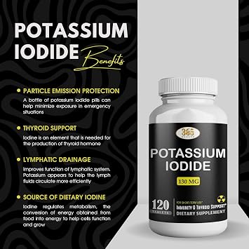 Potassium Iodide130 mg - KI Tablets- Potassium130 mg - USA Made Potassium Iodine Pills YODO Naciente, Yoduro de potasio - 120 Tablets