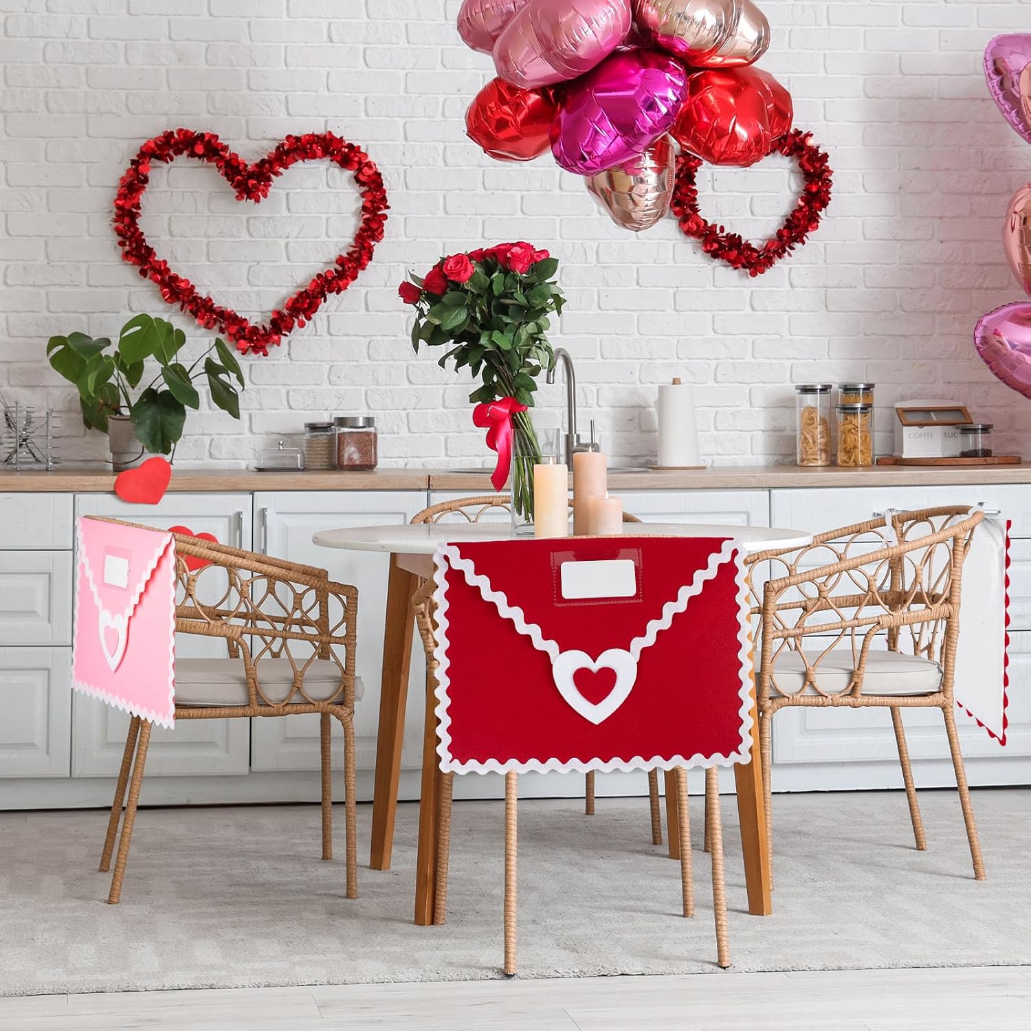 Valentine's Day Felt Mailbox for Kids Classroom -12 Large Chair Back Pockets with Cards, 14x10 inch Hanging Mailbox for Storing Valentine's Day Party Supplies
