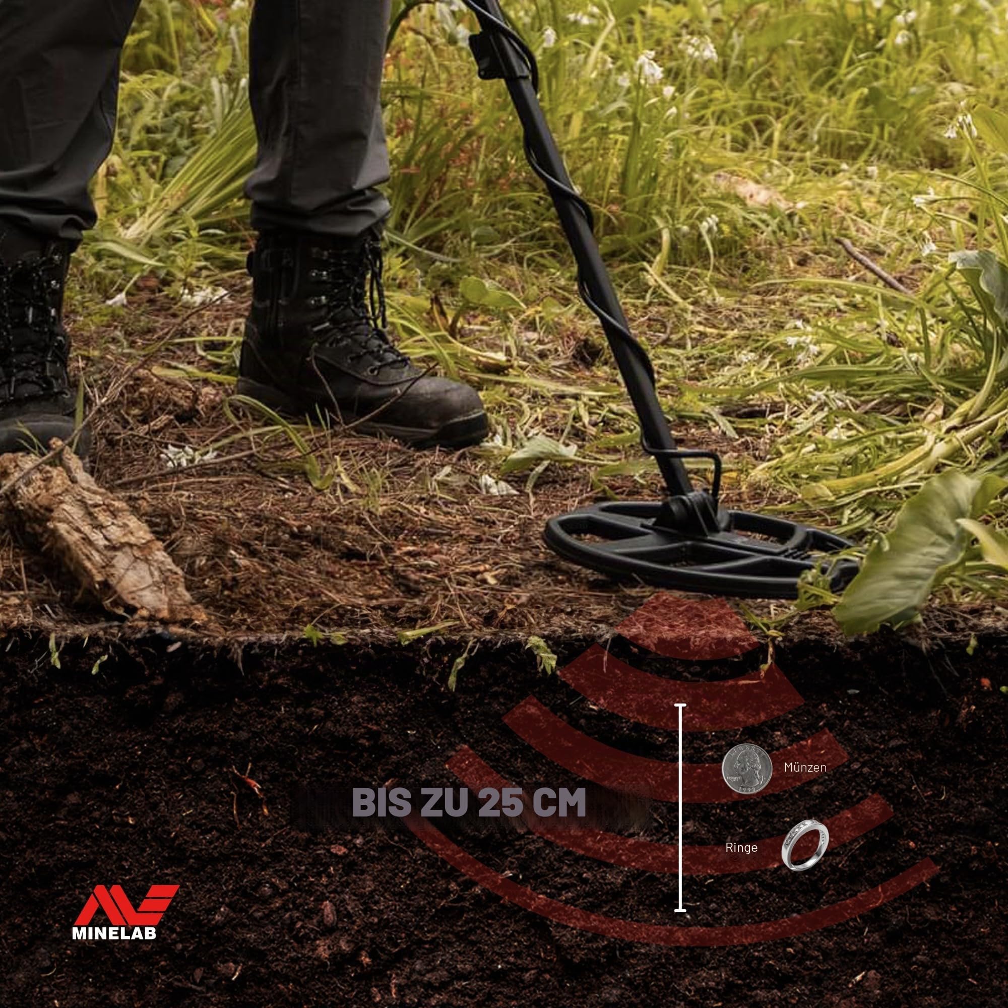Minelab X-Terra Voyager - All-Terrain Profi-Metalldetektor für Erwachsene mit wasserdichter Suchspule, 4 Modi, klarer Ziel-ID, Kopfhörern, Rucksack und Schaufel - (Forrest, Grün)