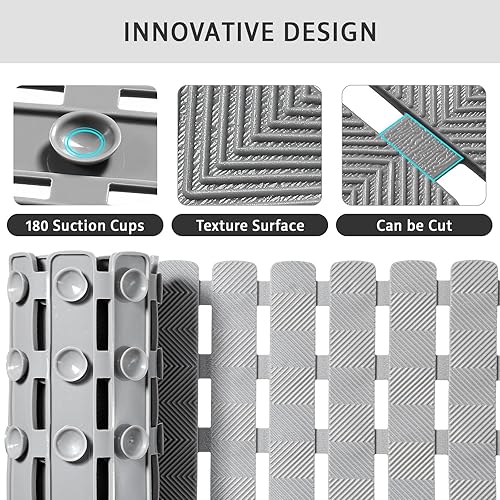 Miniatura 3 de XIYUNTE Tapete de ducha antideslizante para bañera, tapete de baño de PVC de 27 x 16 pulgadas, tapete de ducha antideslizante para ducha interior,