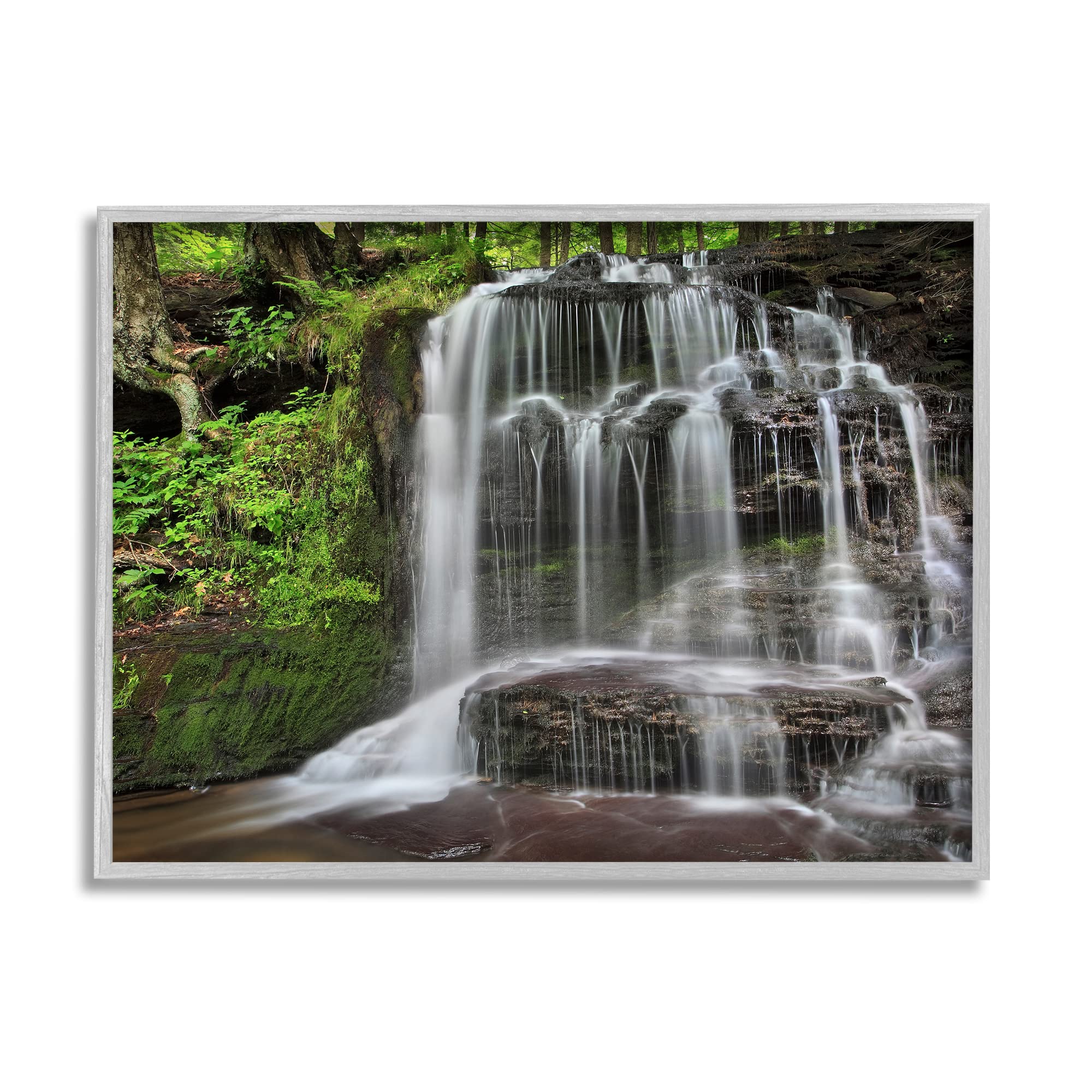 Stupell Industries Woodland Waterfall Nature Creek Framed Giclee Art, Design by Patrick Zephyr