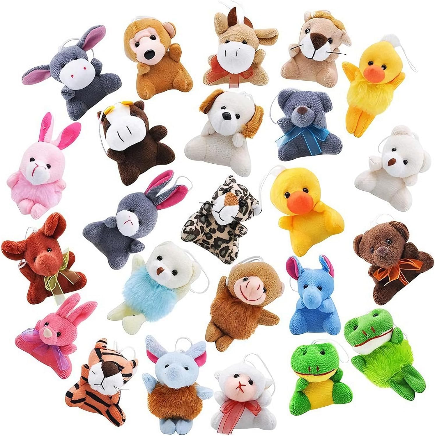 Foonary 24 szt. Pluszowe zabawki z dżungli, mini pluszaki, małe pluszaki, lalki na imprezy tematyczne, prezenty urodzinowe dla dzieci, pluszowe breloczki dla dzieci