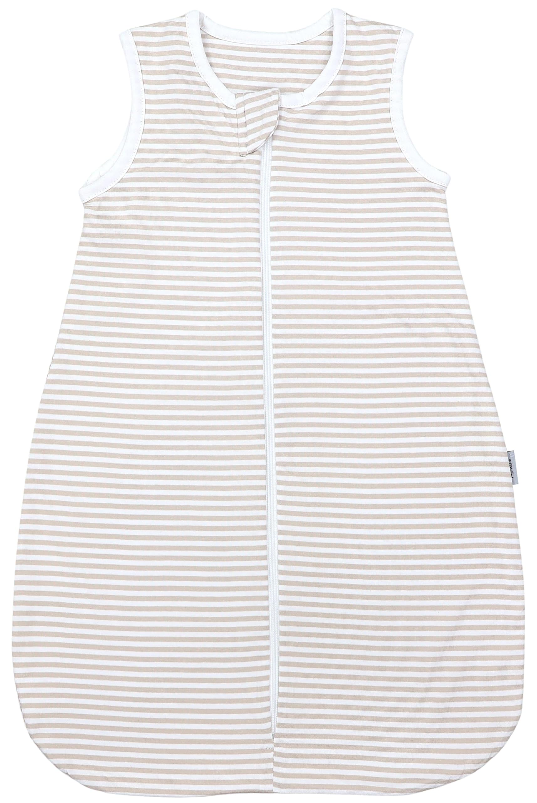TupTam Sommerschlafsack Baby – Leichter Schlafsack Baby Sommer 0.5 TOG aus Baumwolle, OEKO-TEX zertifiziert, Unisex, Farbe: Streifenmuster Beige, Größe: 50-56