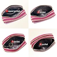 Amazon.com: LINNO 3 Zippered Genuine Leather Coin Purse Triple