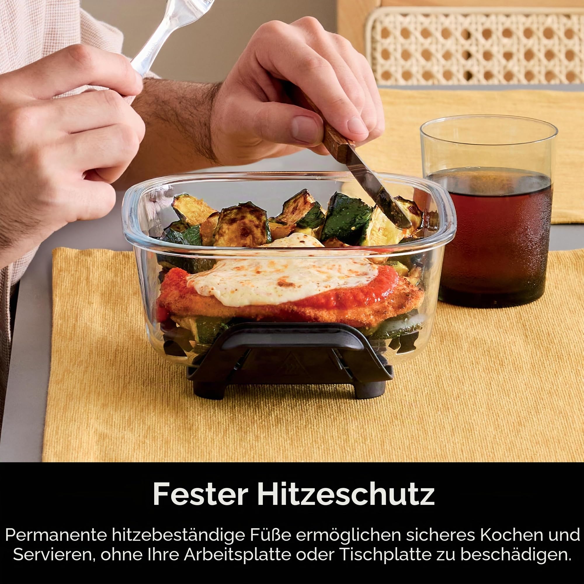 Ninja TempWare Glasbehälter mit auslaufsicherem Aufbewahrungsdeckel, kompatibel Crispi tragbares Kochsystem, mikrowellen-, gefrier- und spülmaschinenfest, PFAS-freie Glaskochfläche | 250 °C, PFAS- und PTFE-frei, mikrowellen-, gefrier- und spülmaschinenfes