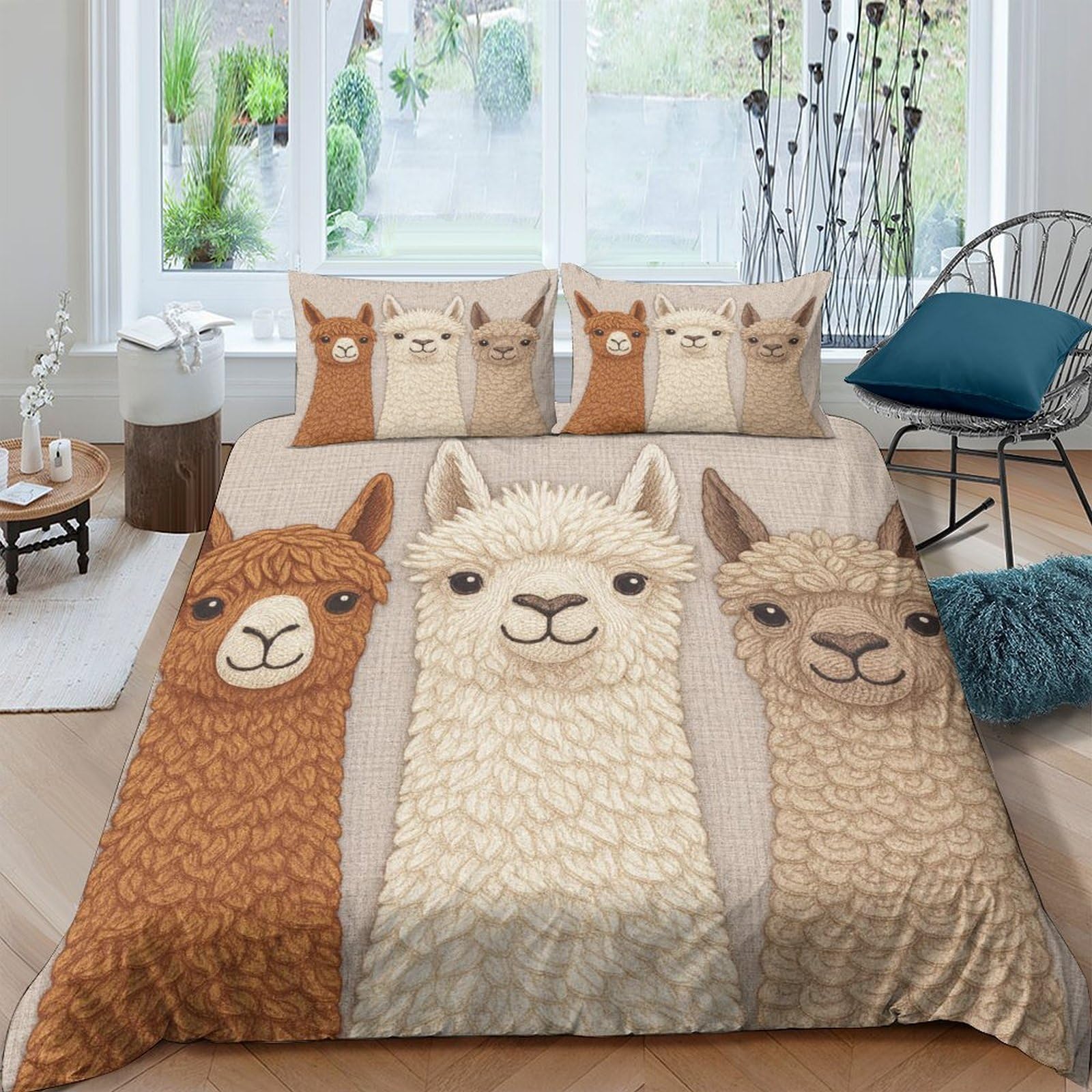 Ctjqhvkz Style-1 3D Printed Alpaca Cartoon Fitted Sheet Microfiber Soft Breathable Animal Bed Cover For Bedroom Dorm Mattress Protection Decor Single（135X200cm）