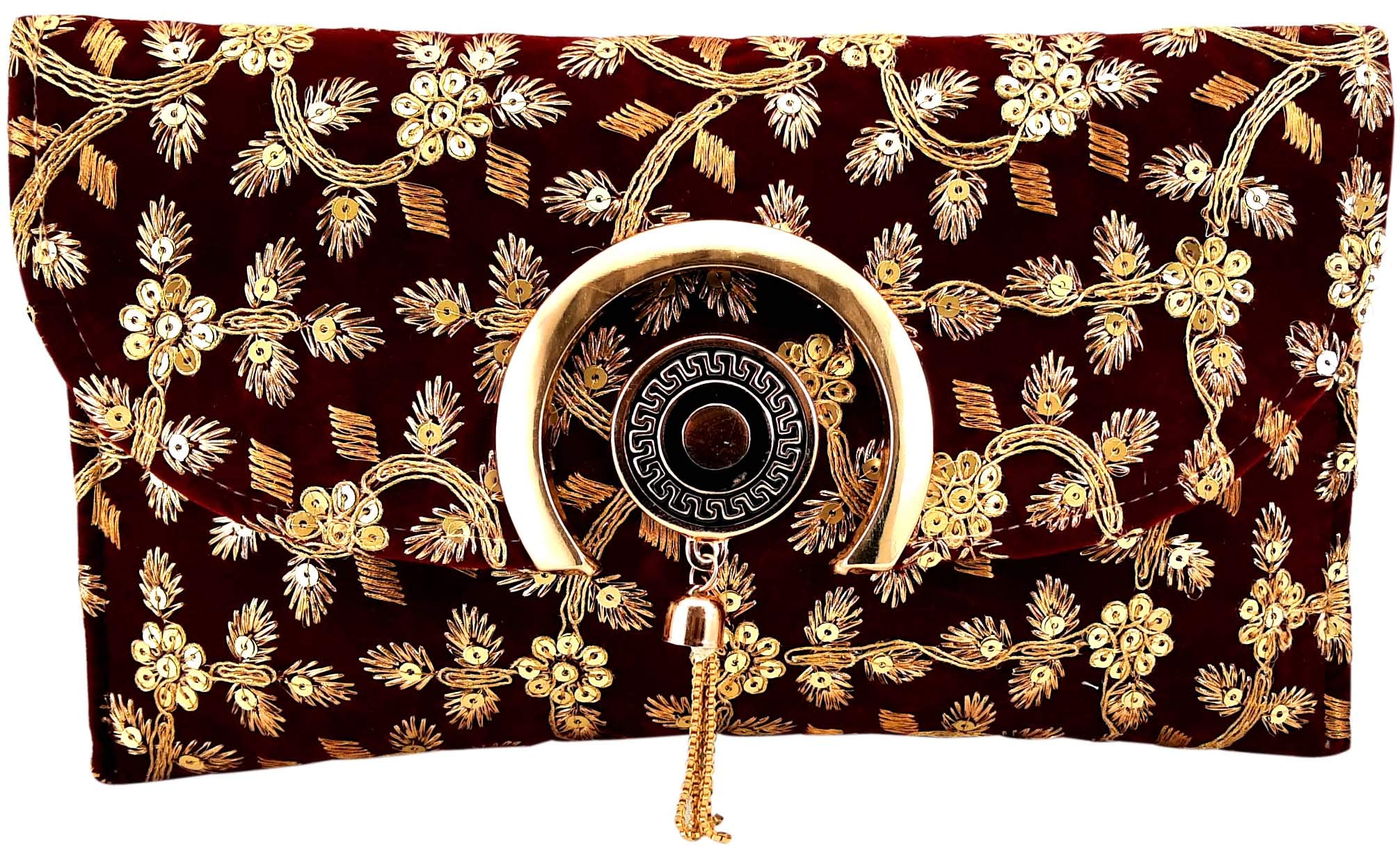 Looking fab Presents Womens Rajasthani Style Royal Velvet Jaipuri Resham Potlis and handbag Clutch Gifting Tree Handicrafts Handmade Decorative Work Purse (Maroon) (B0852J3PCQ) Amazon Price History, Amazon Price Tracker