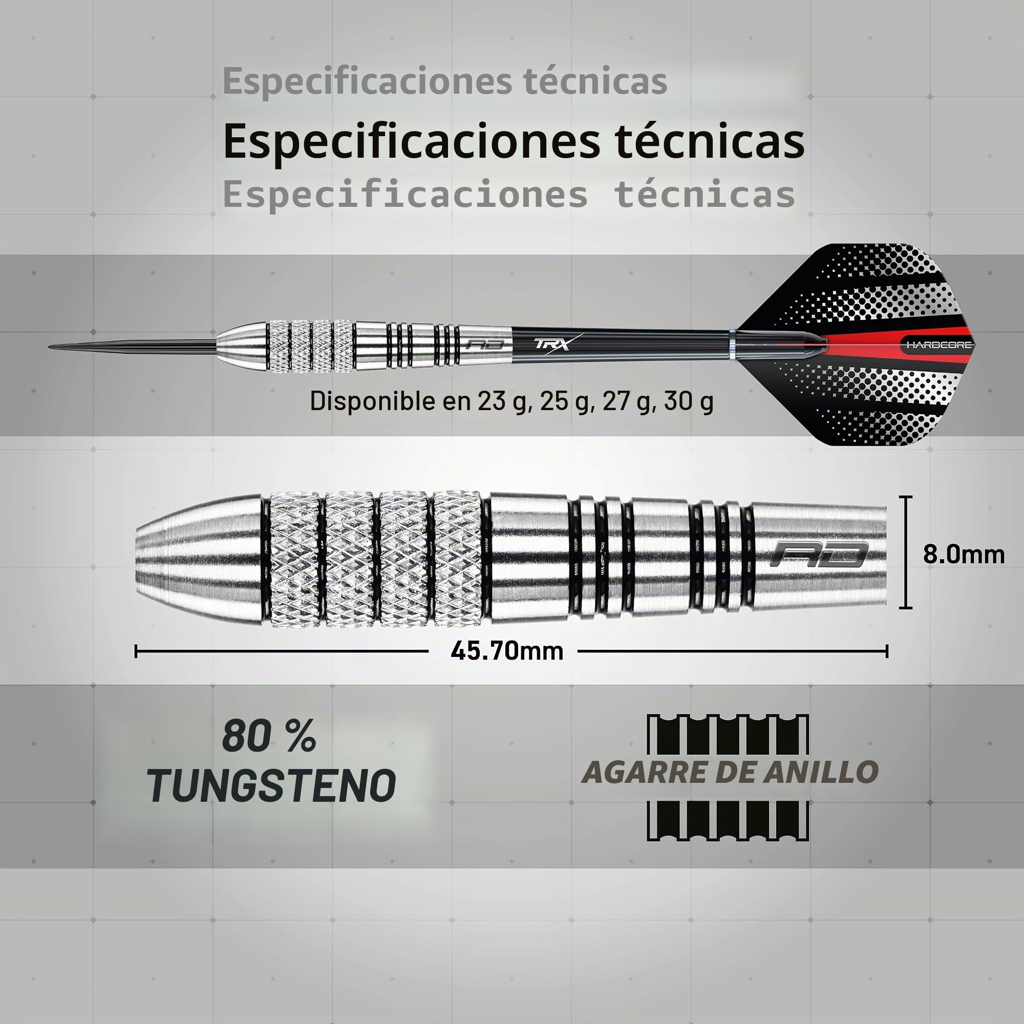 RED DRAGON Flightmaster - Dardos de tungsteno con Punta de Acero, Plumas y Varillas Dardos, 23 g, 25 g, 27 g, 30 g