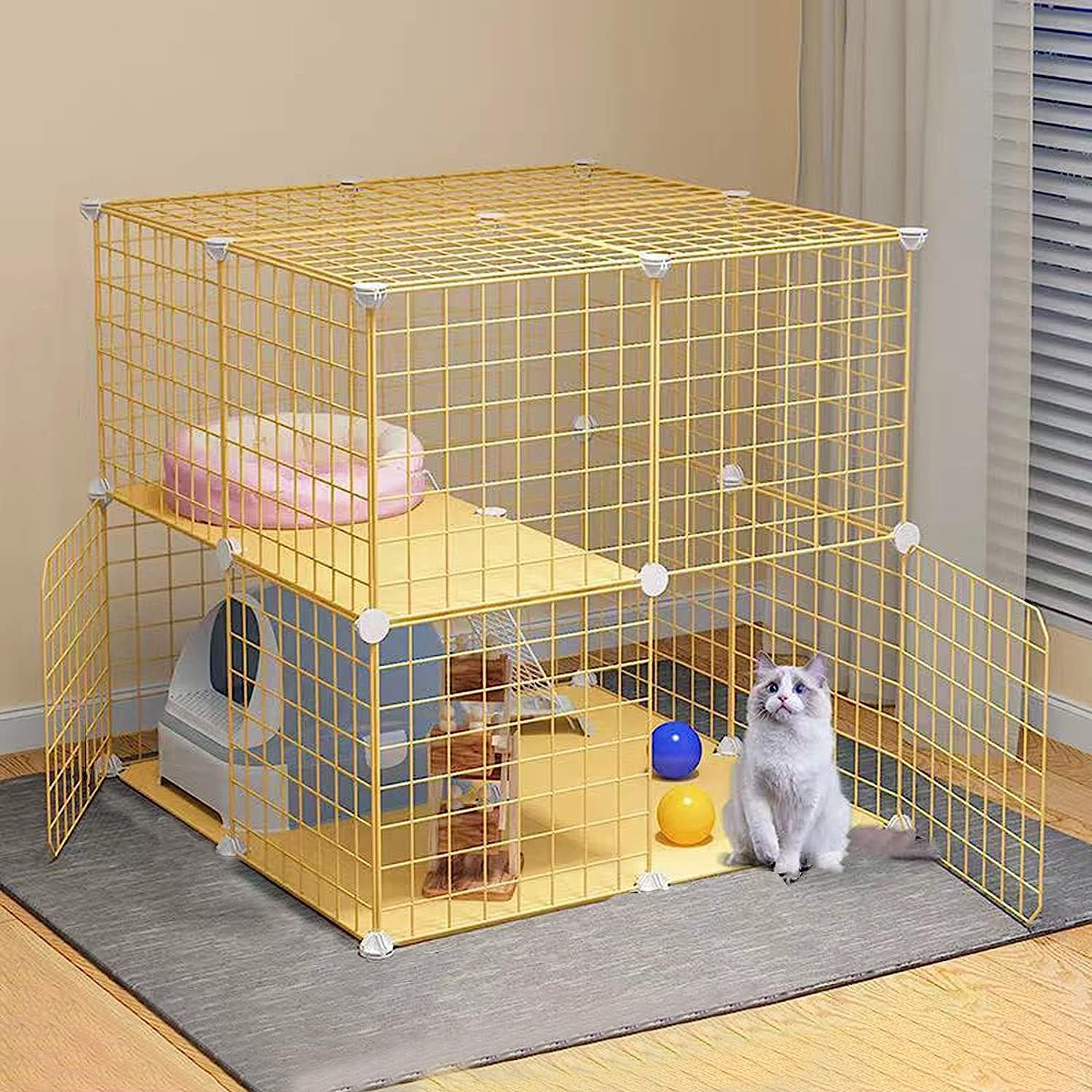 Cage pour chat pliable et grand parc pour petits animaux intérieur